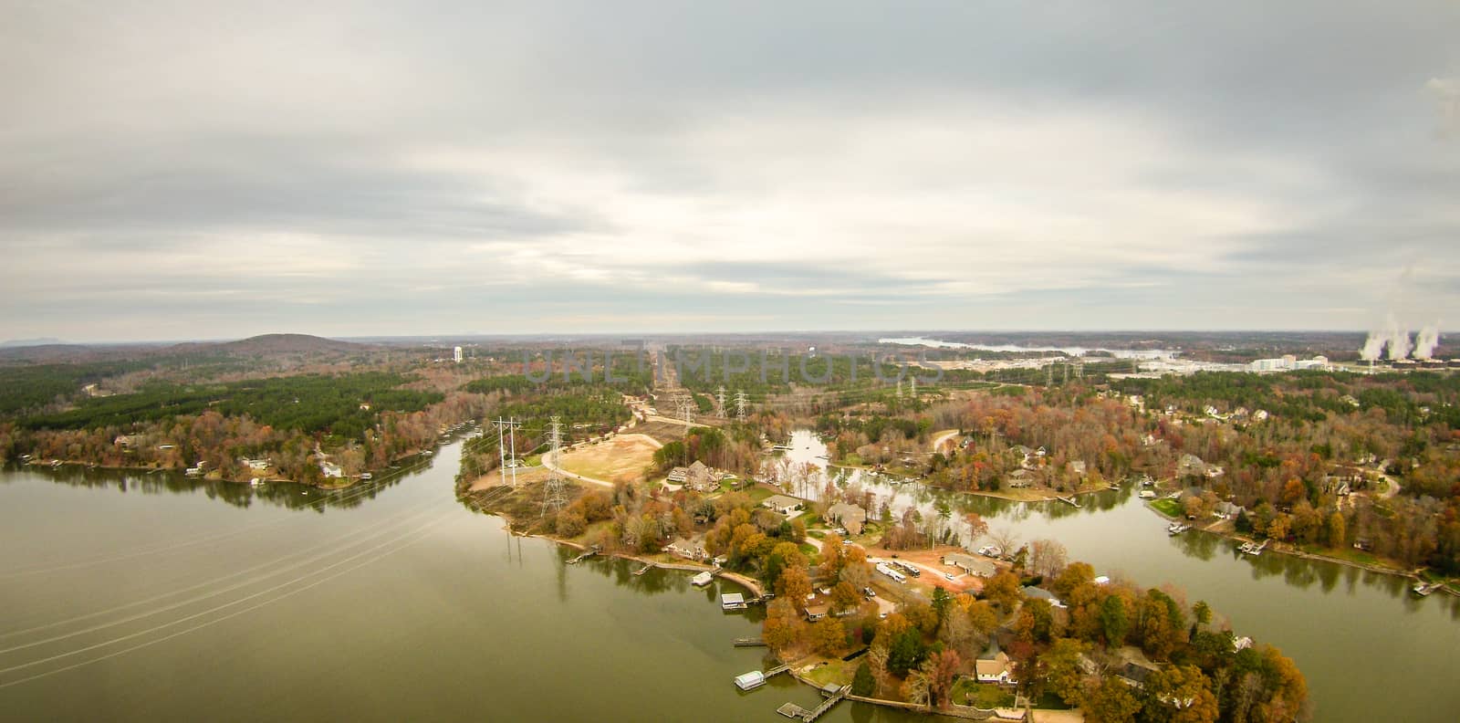 aerialview over lake wylie south carolina