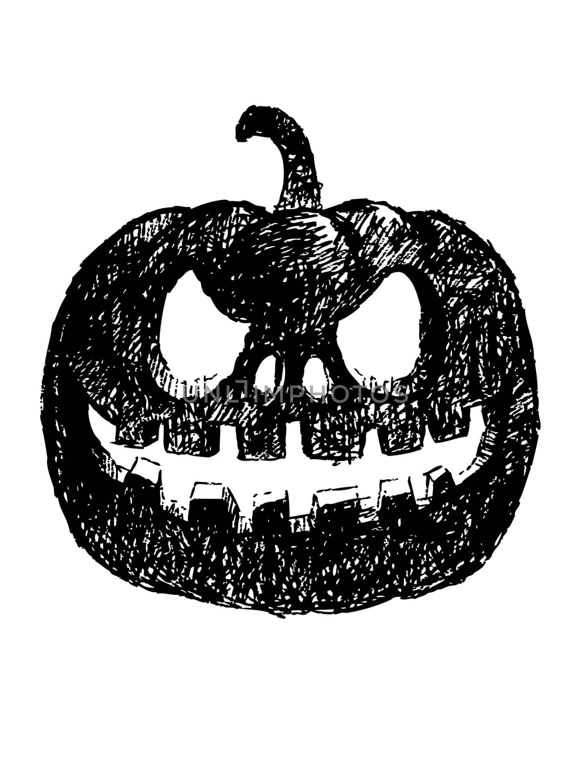 hand draw carving pumpkin by pencil , design for Halloween day