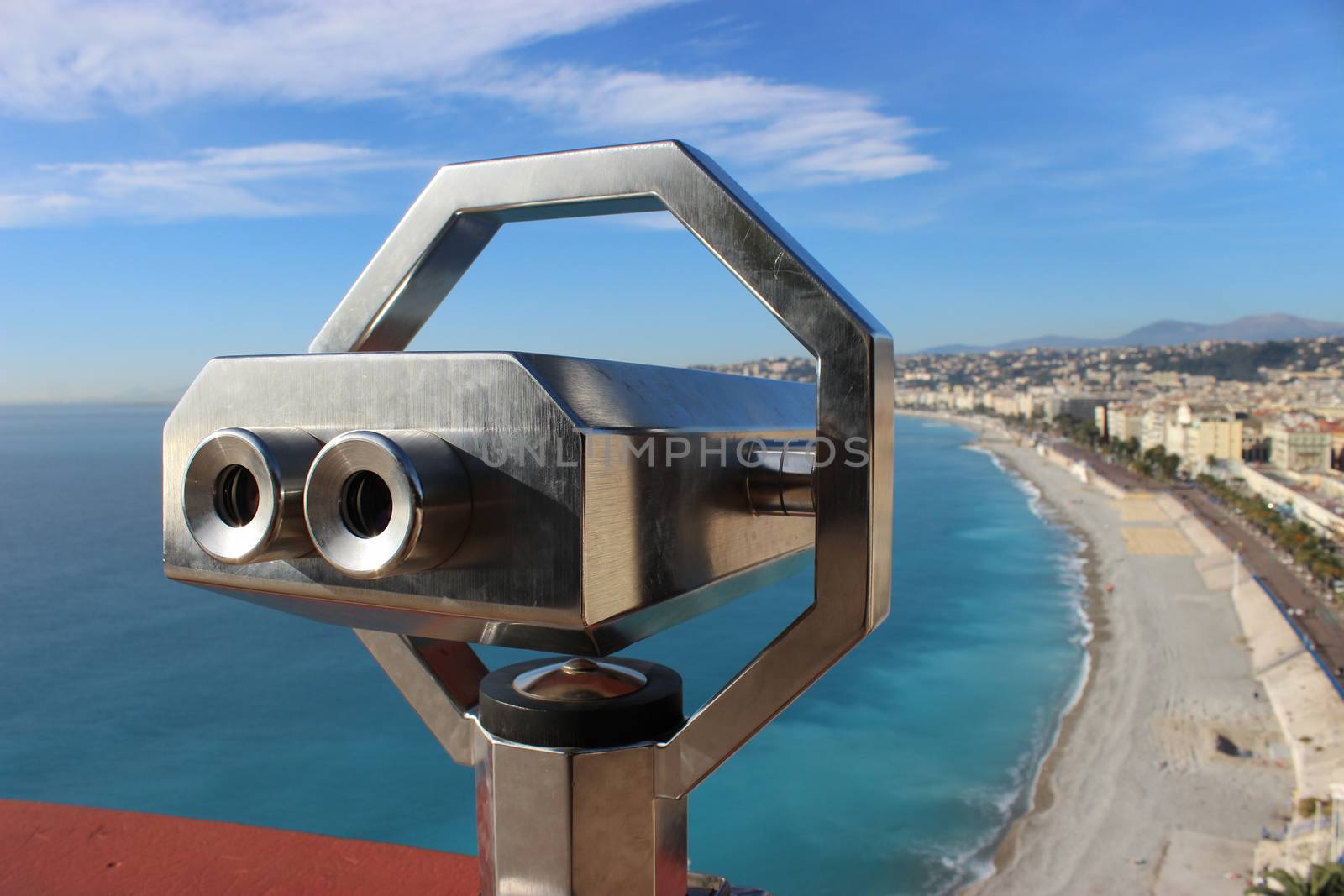 Telescope overlooking for Nice, French Riviera, France