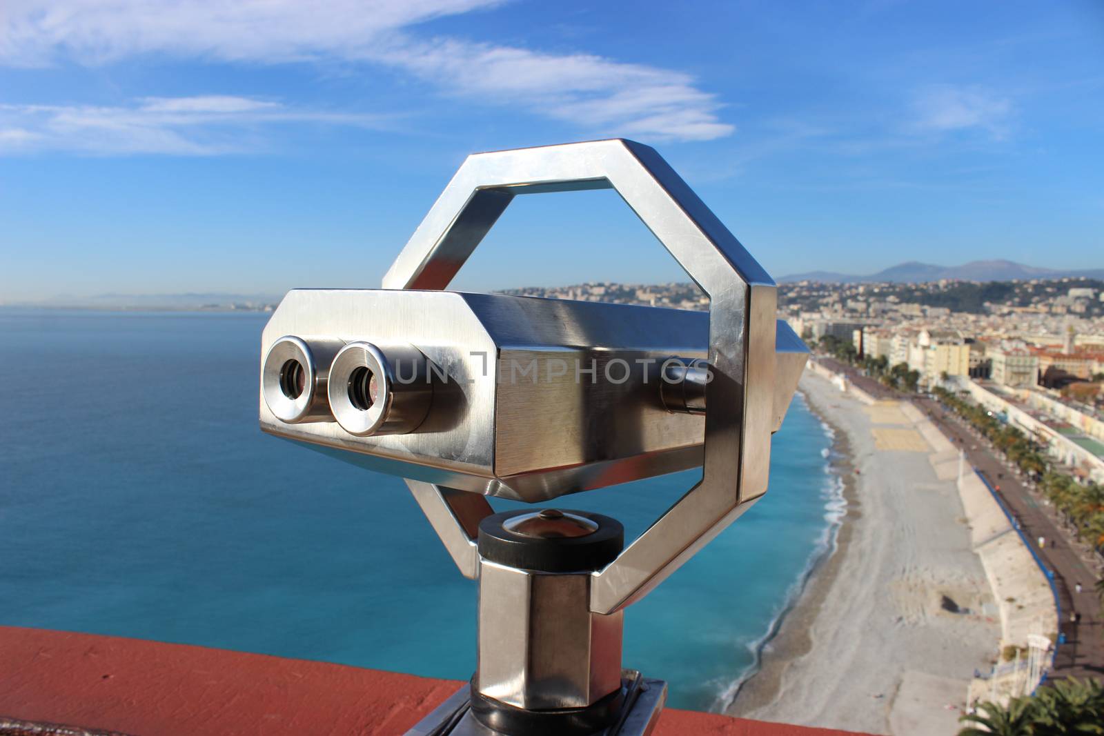 Telescope overlooking for Nice, French Riviera, France