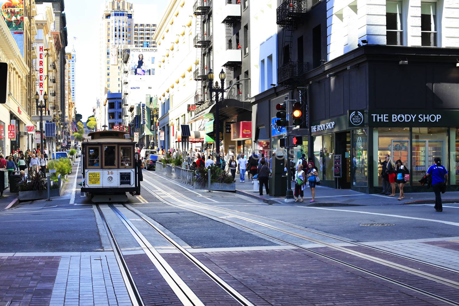 San Fransisco , CA, USA - September 28, 2013: Old tram - It is the most popular way to get around the city of San Fransisco which is in service since 1873.