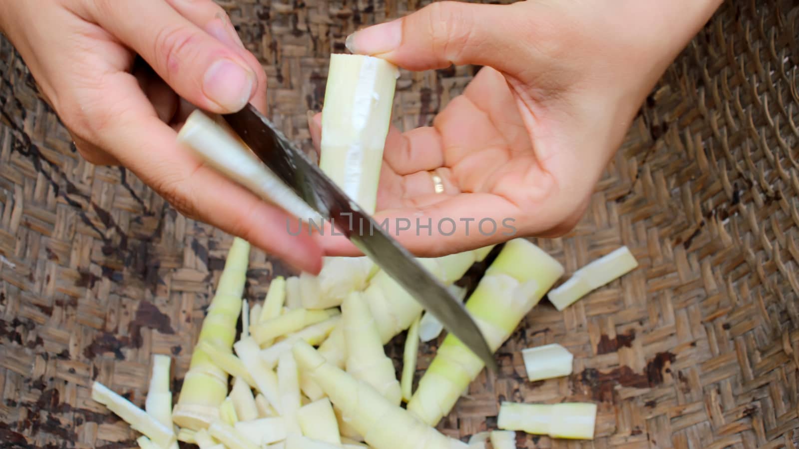 Cutting bamboo shoot