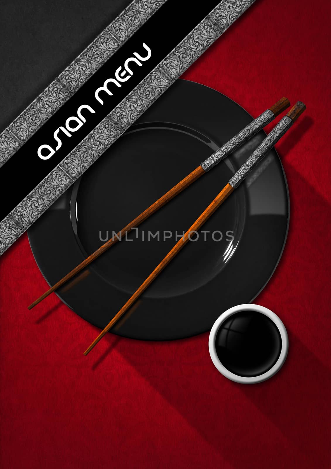 Asian Menu with Wooden Chopsticks by catalby