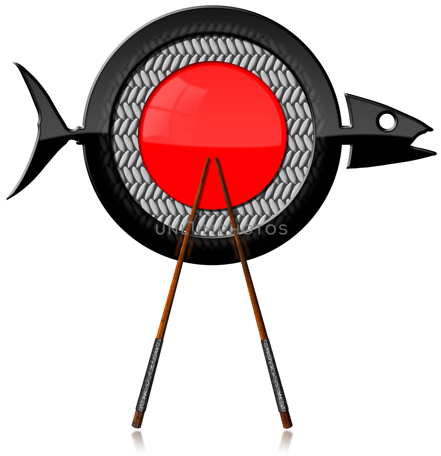 Sushi - Symbol with Fish and Chopsticks by catalby