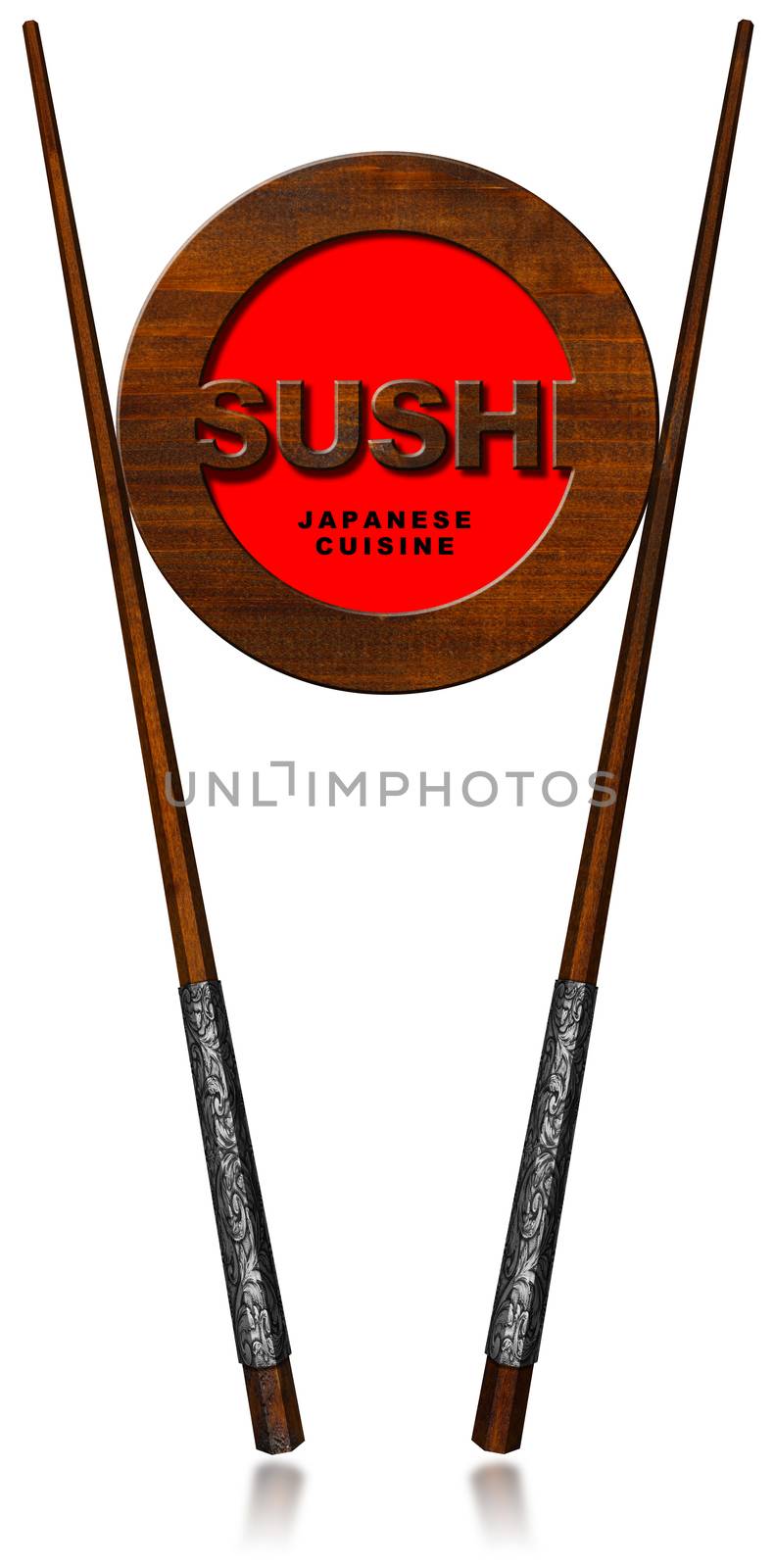 Sushi Japanese Cuisine - Wooden Symbol by catalby