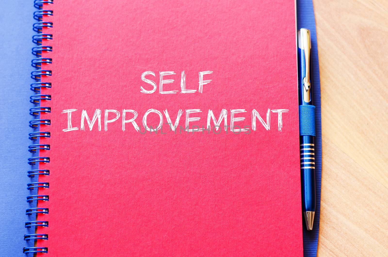 Self improvement text concept write on notebook with pen