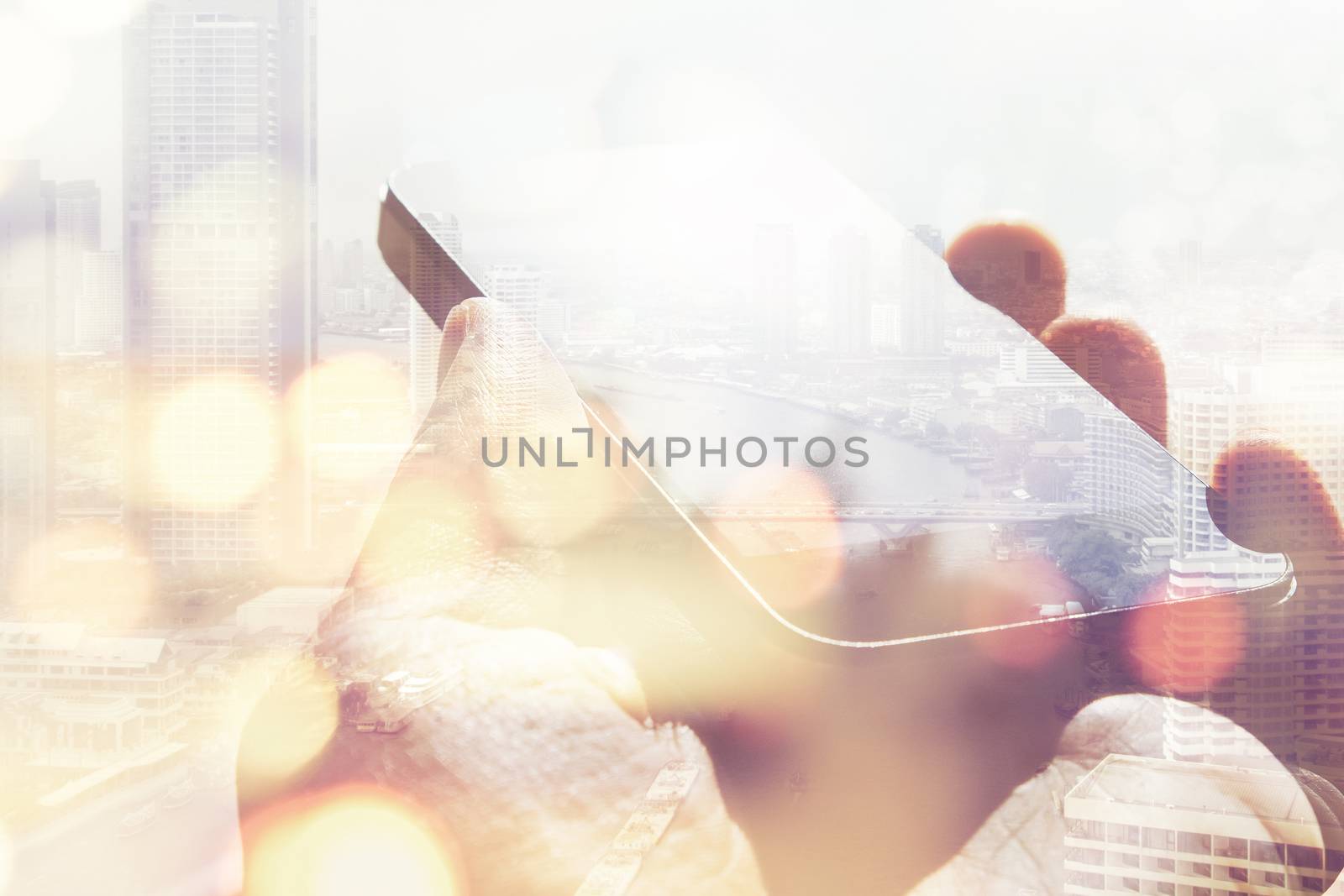Multiple exposure of smart phone and Bokeh background