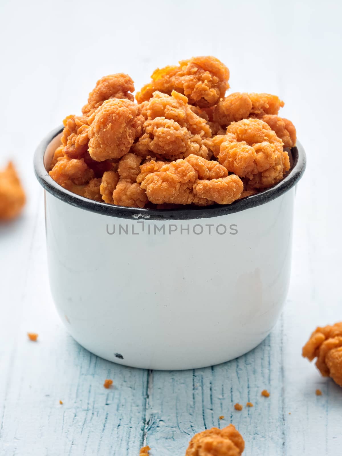 close up of rustic popcorn chicken