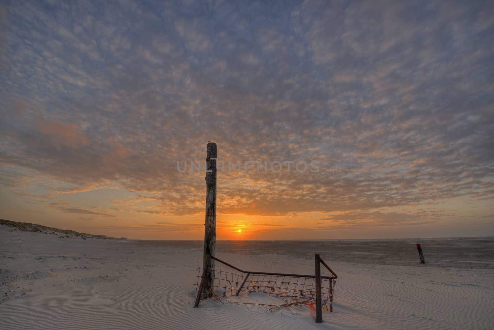 The North Sea Beach of Terschelling at sunset
