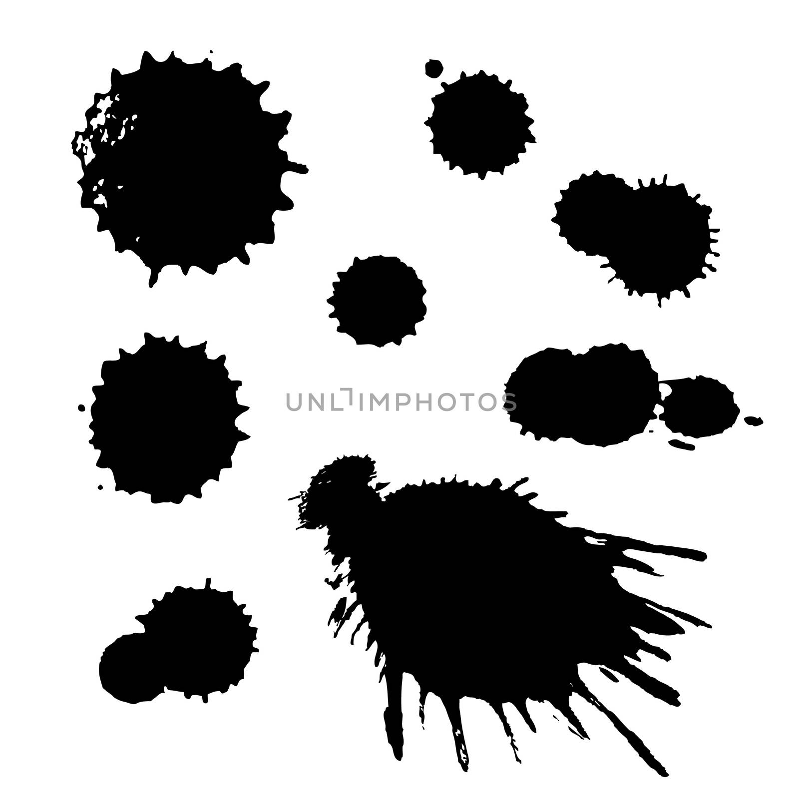 splash dot, grunge banner, label ink on white background