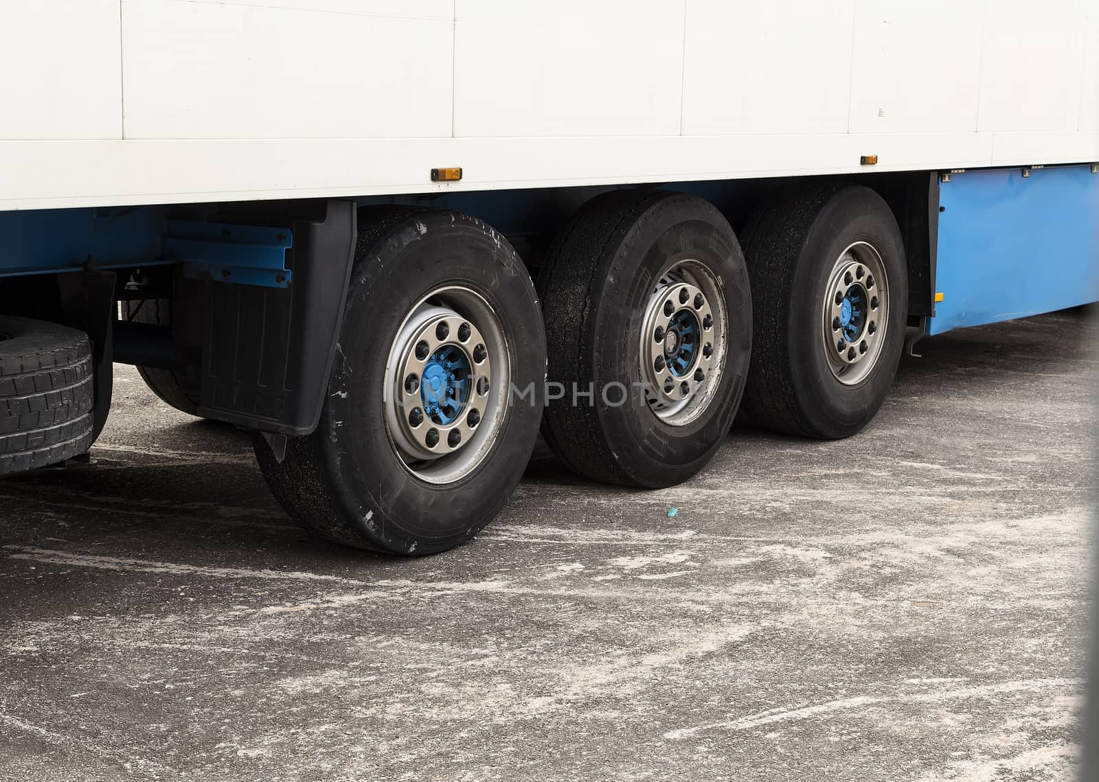 A set of tires on a trailer