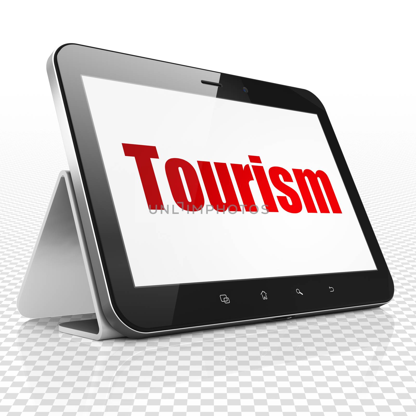 Tourism concept: Tablet Computer with red text Tourism on display