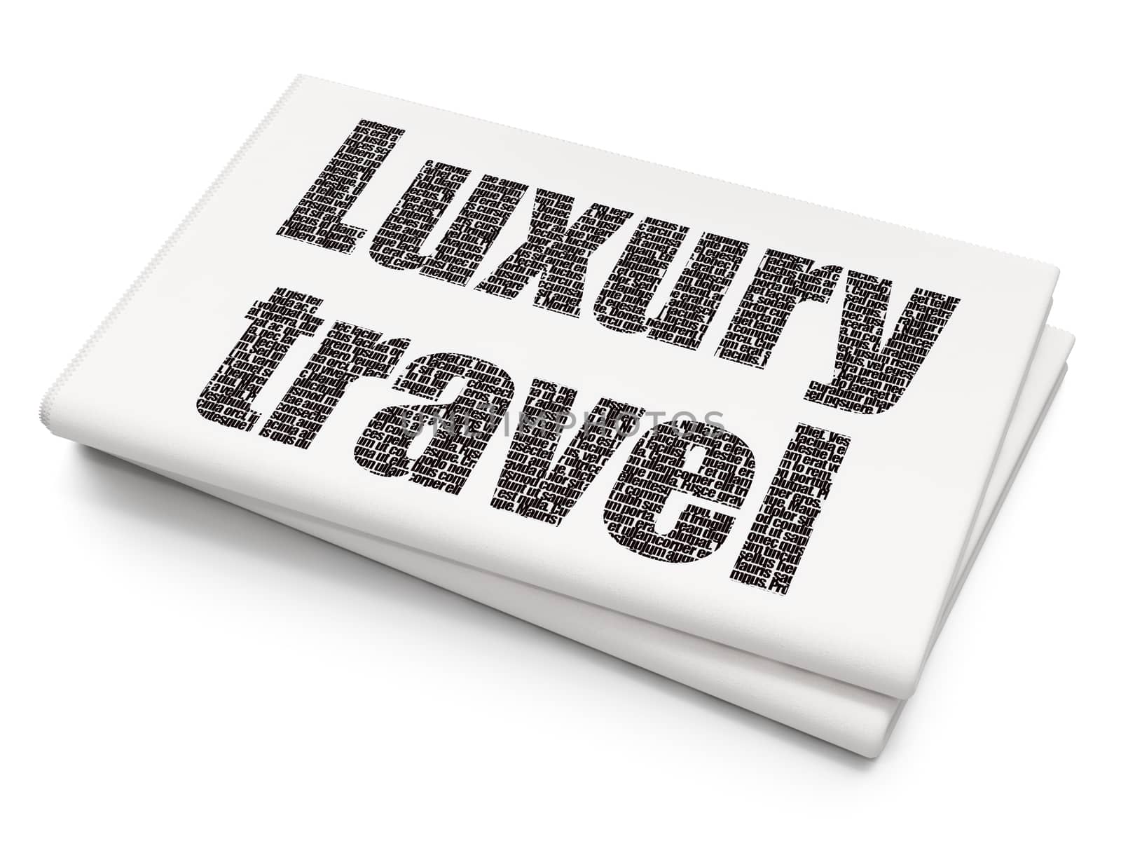 Tourism concept: Pixelated black text Luxury Travel on Blank Newspaper background