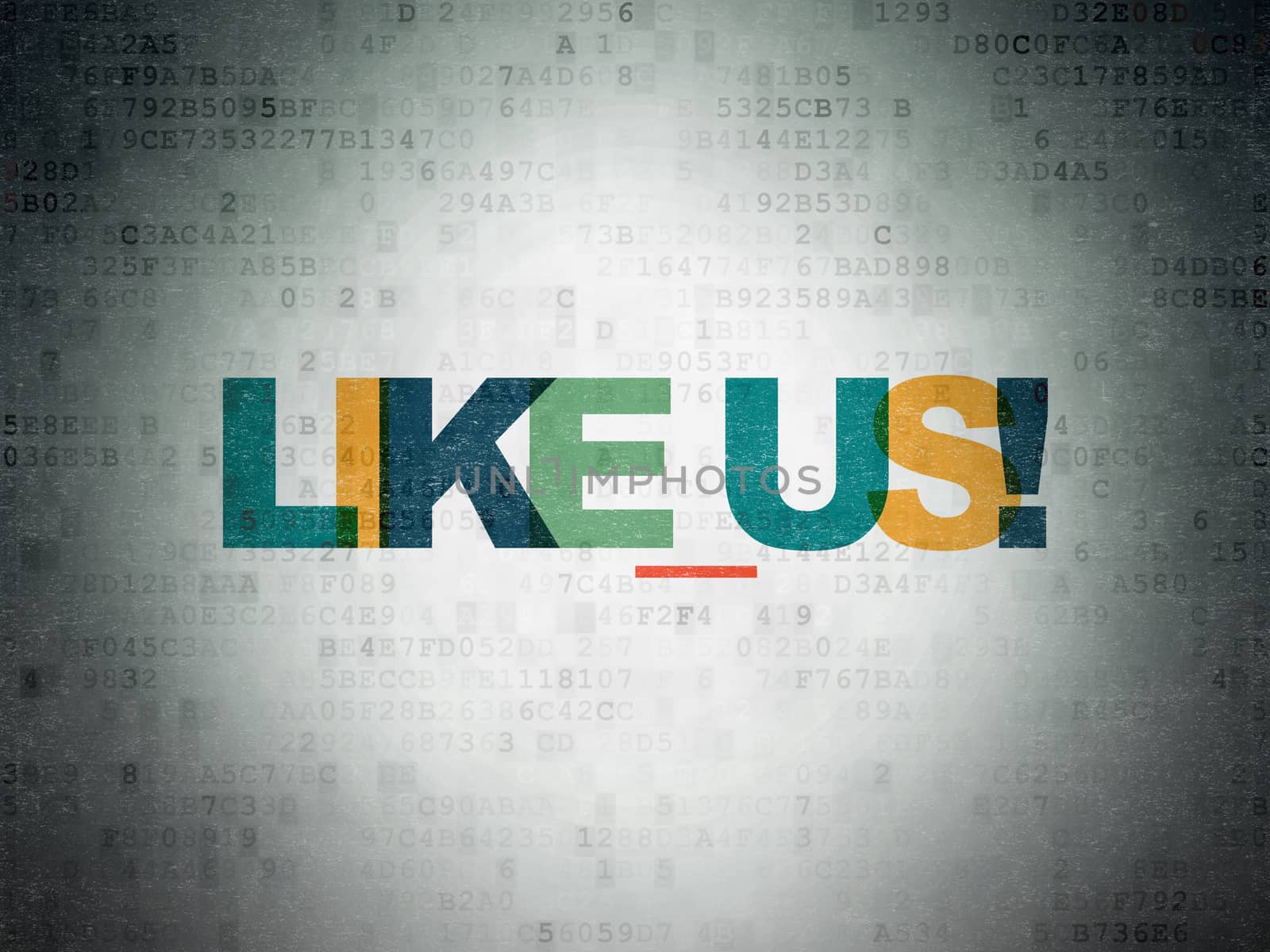 Social network concept: Like us! on Digital Paper background by maxkabakov