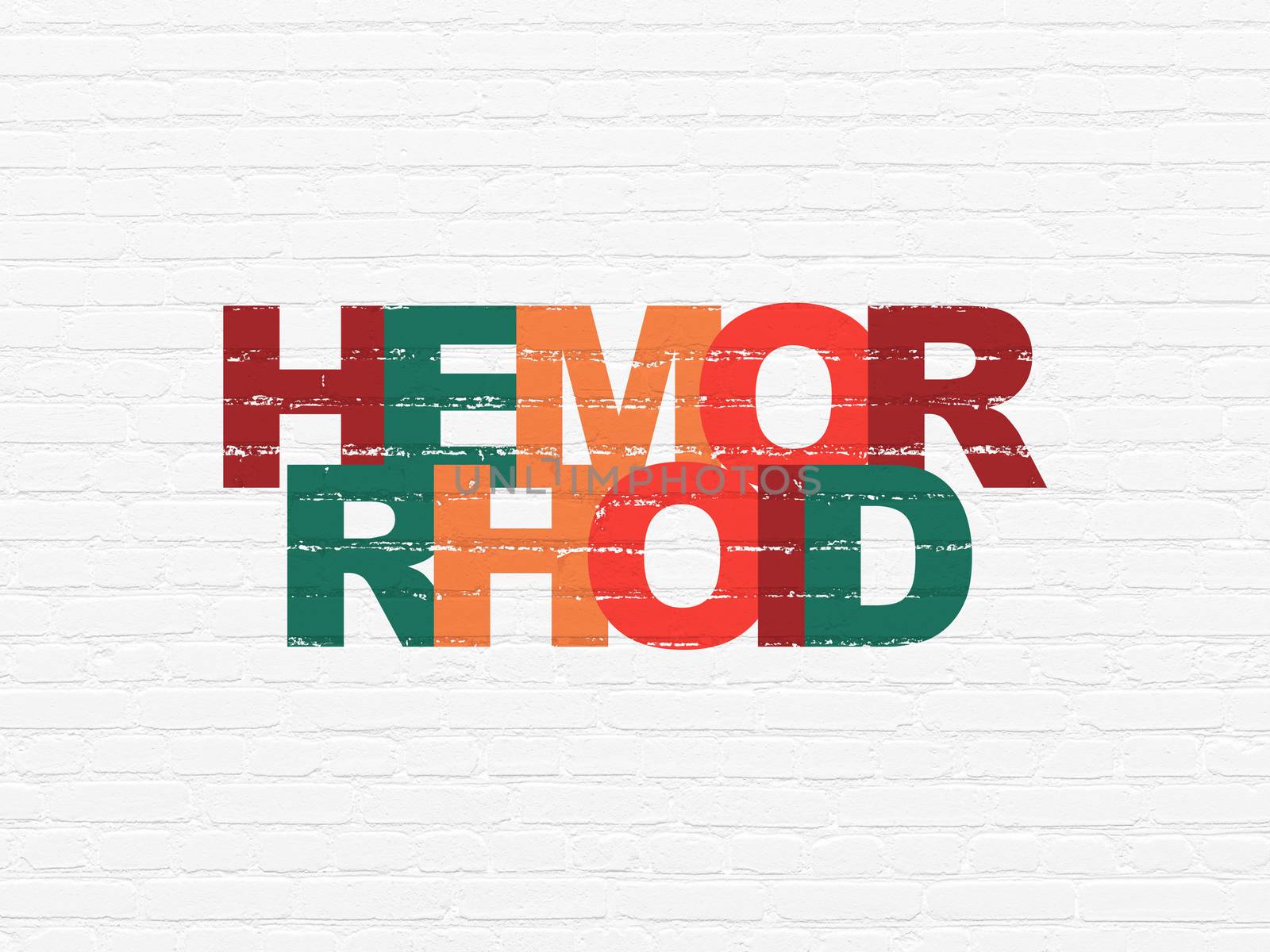 Medicine concept: Painted multicolor text Hemorrhoid on White Brick wall background