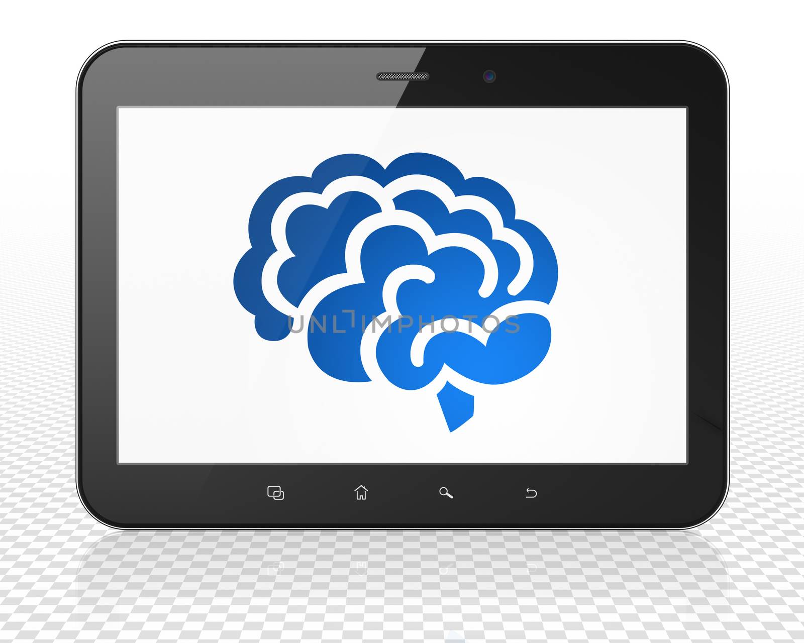 Medicine concept: Tablet Pc Computer with Brain on display by maxkabakov