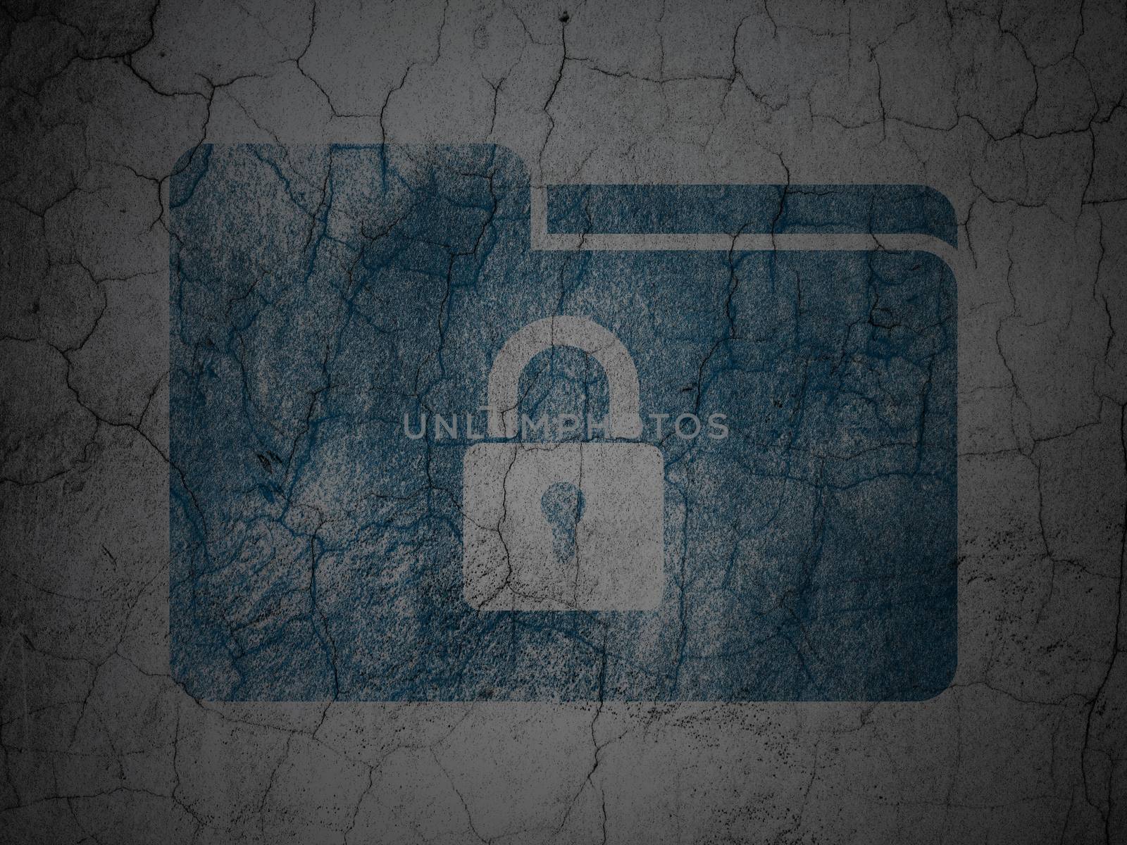 Business concept: Folder With Lock on grunge wall background by maxkabakov