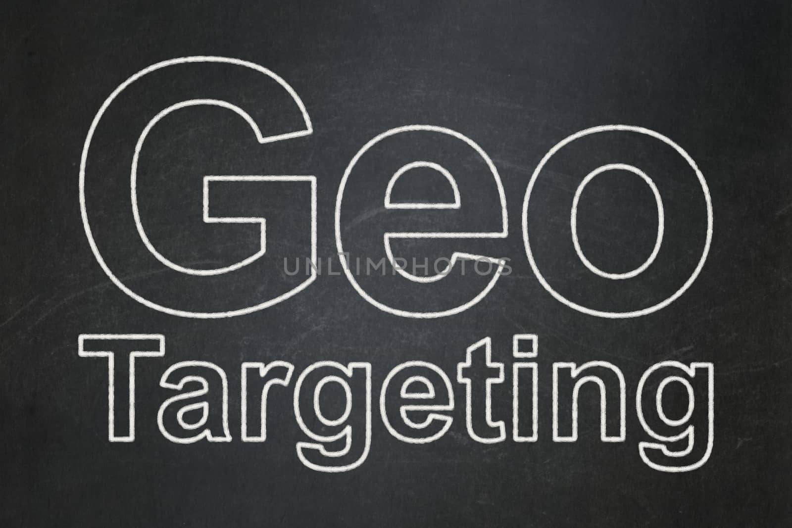 Business concept: Geo Targeting on chalkboard background by maxkabakov