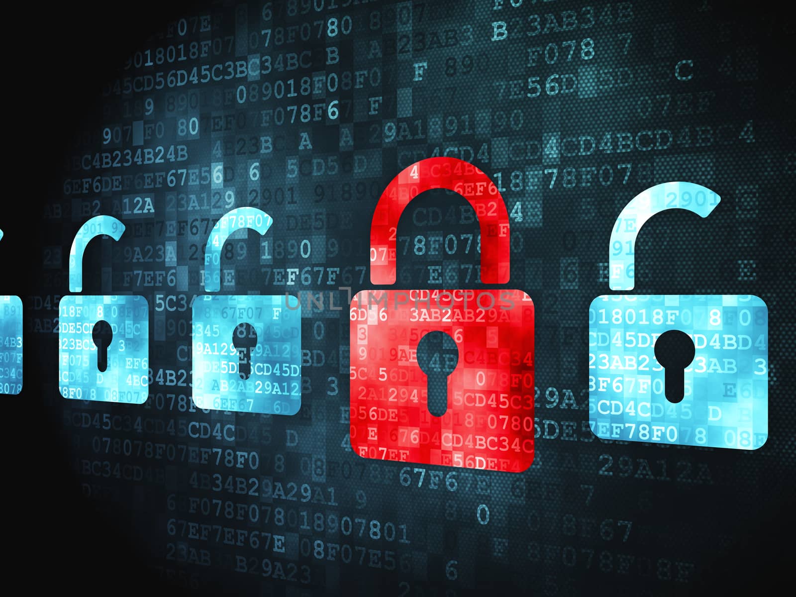 Security concept: Locks on digital background by maxkabakov