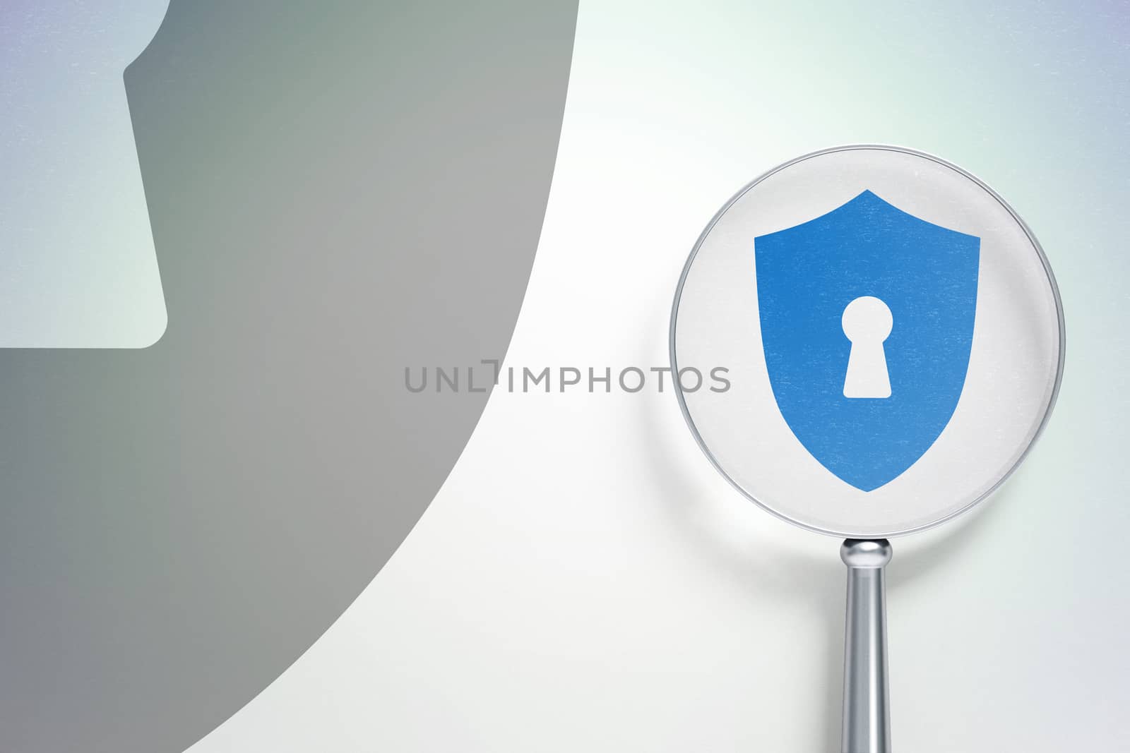 Privacy concept:  Shield With Keyhole with optical glass on digital background by maxkabakov