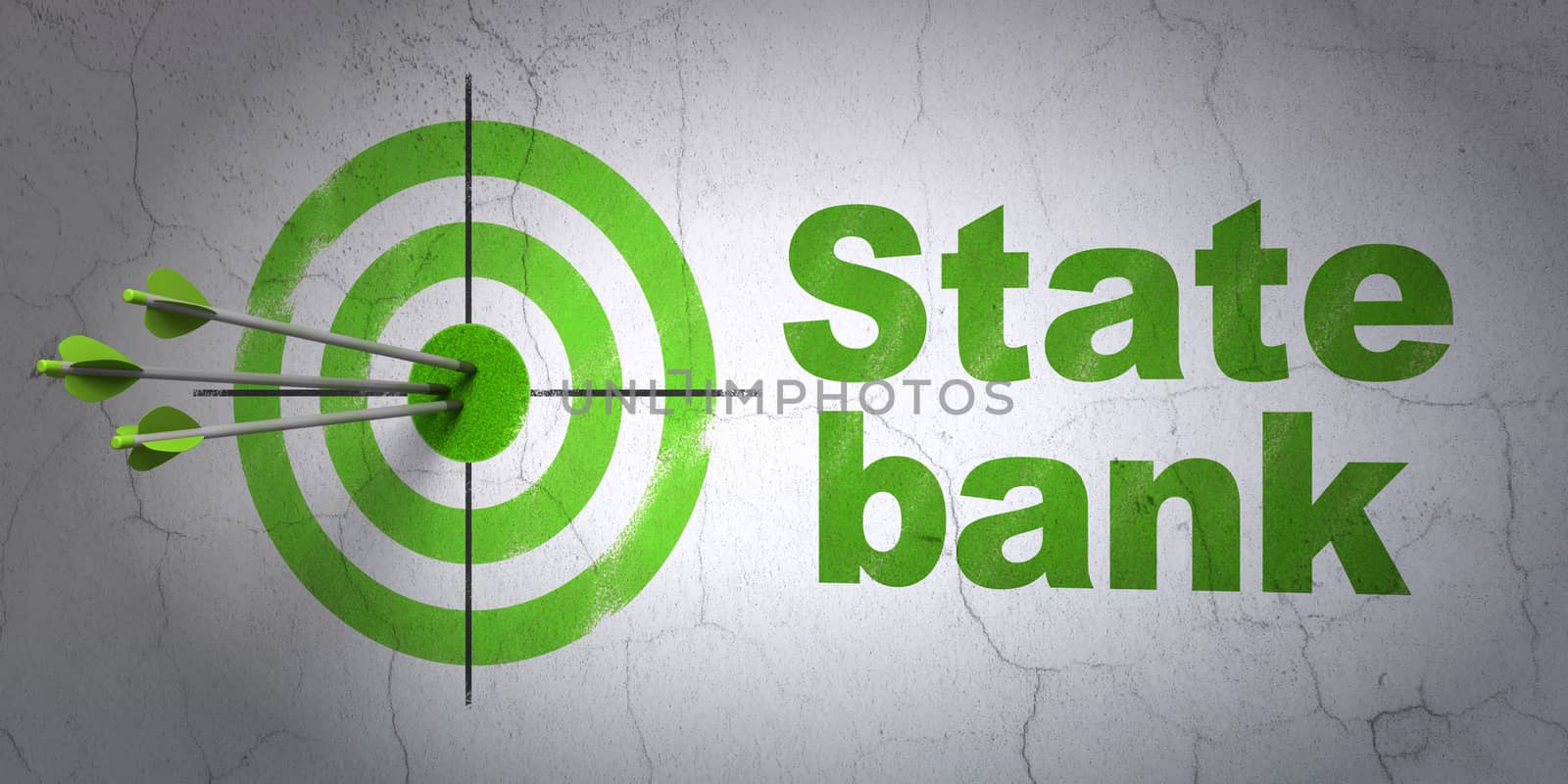 Banking concept: target and State Bank on wall background by maxkabakov