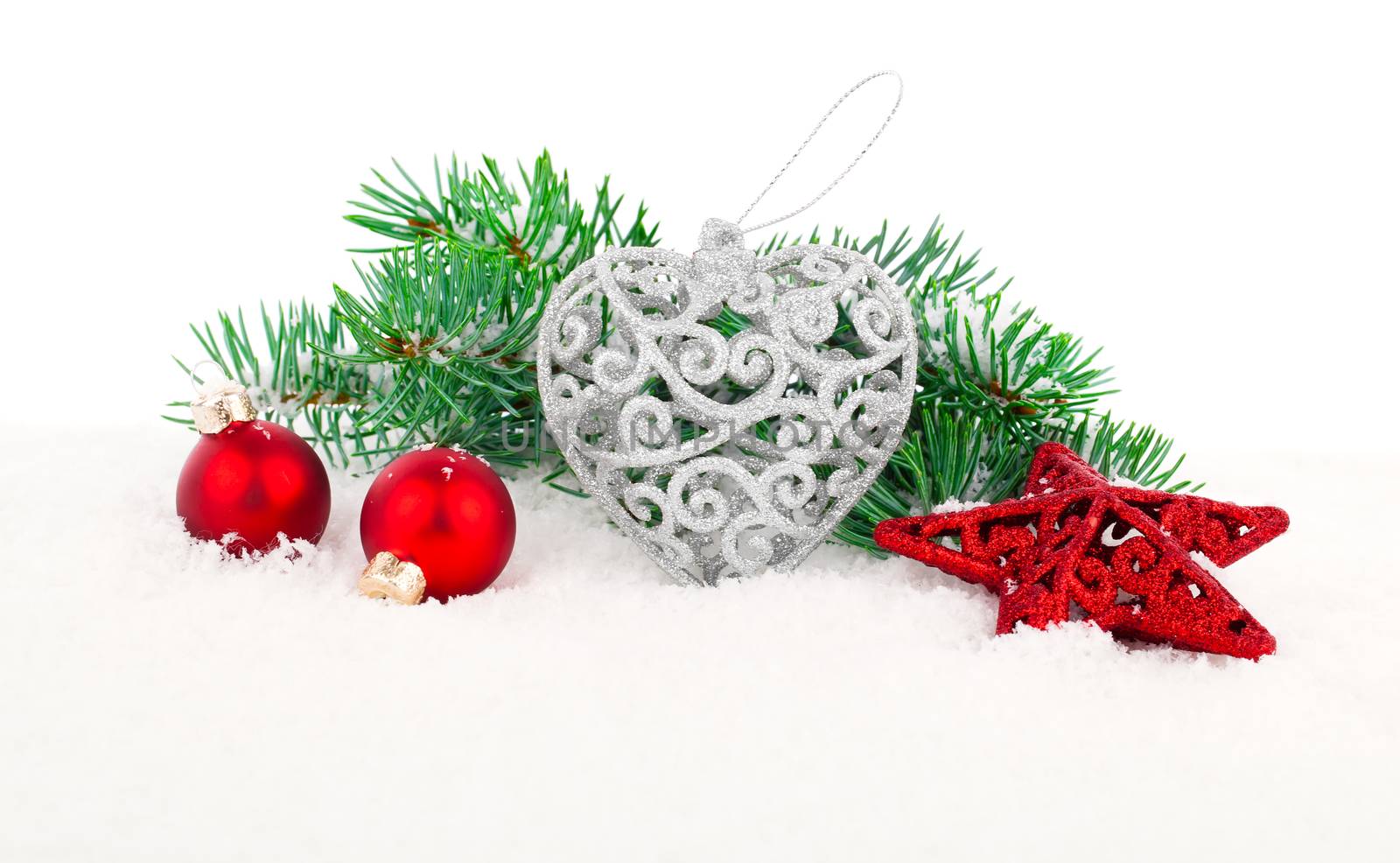 xmas decoration with copy space, isolated over white