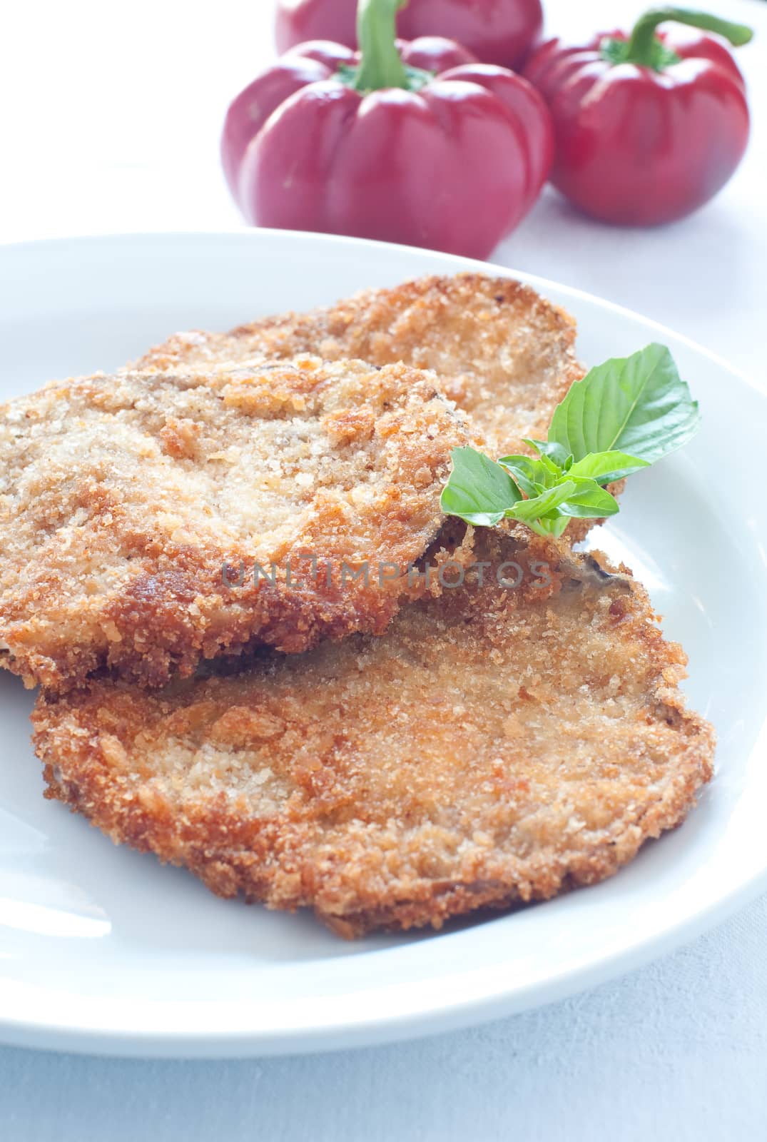 Eggplant slices breaded and fried, italy