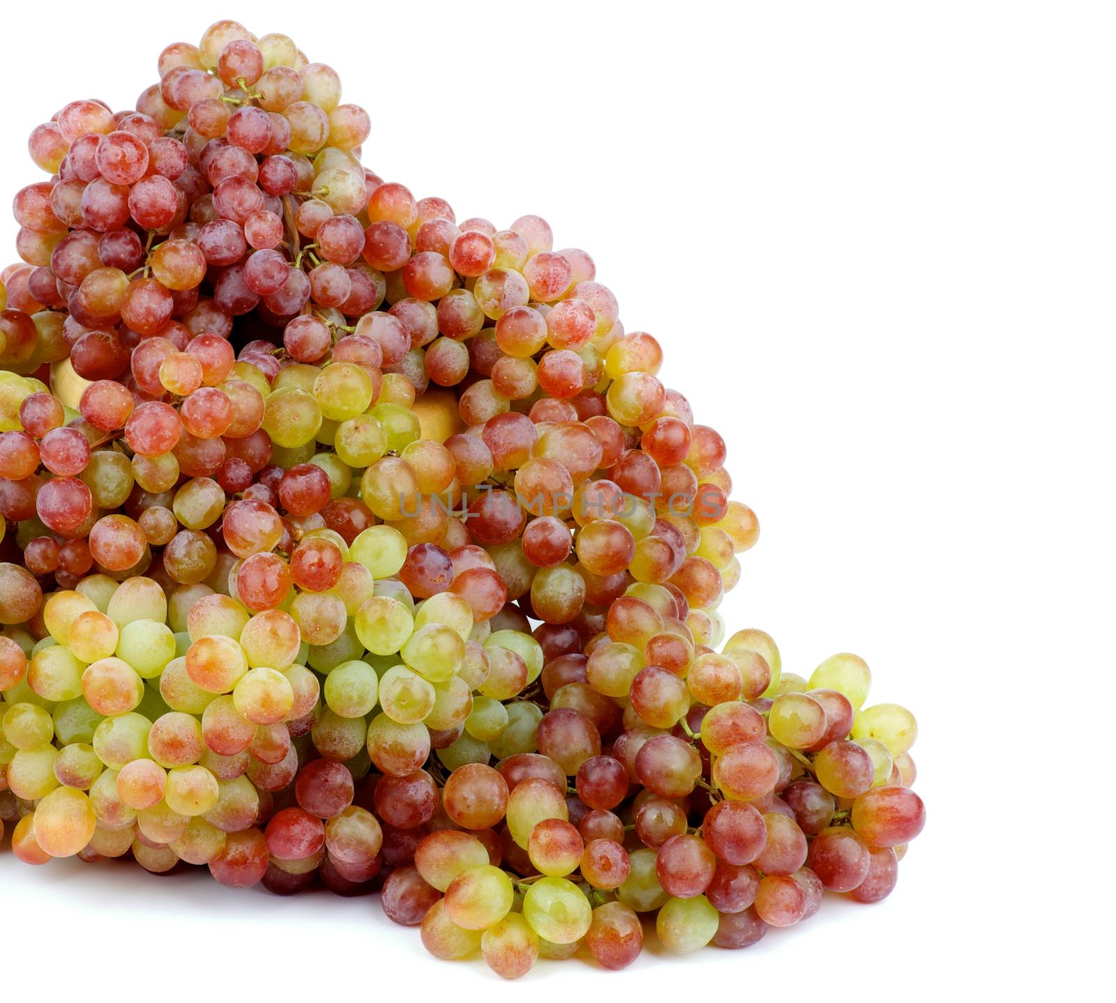 Heap of Sweet Ripe Pink Sultana Grape Cross Section on White background