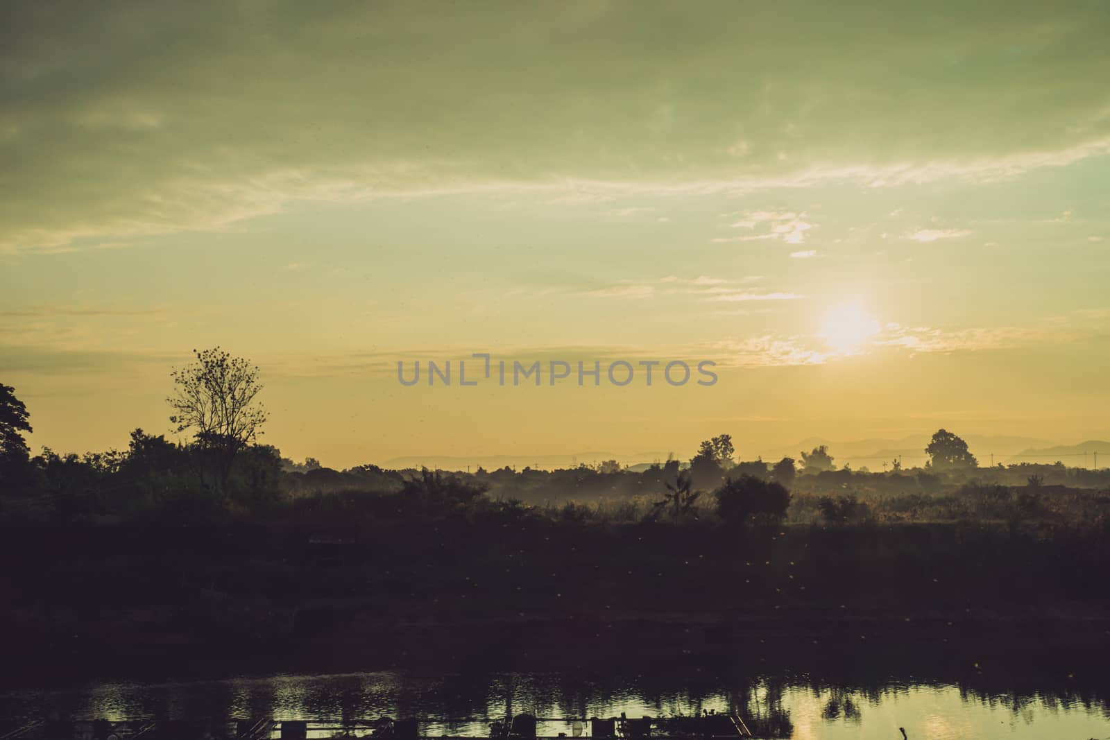 Beautiful sunset at a lake, abstract background, nature background