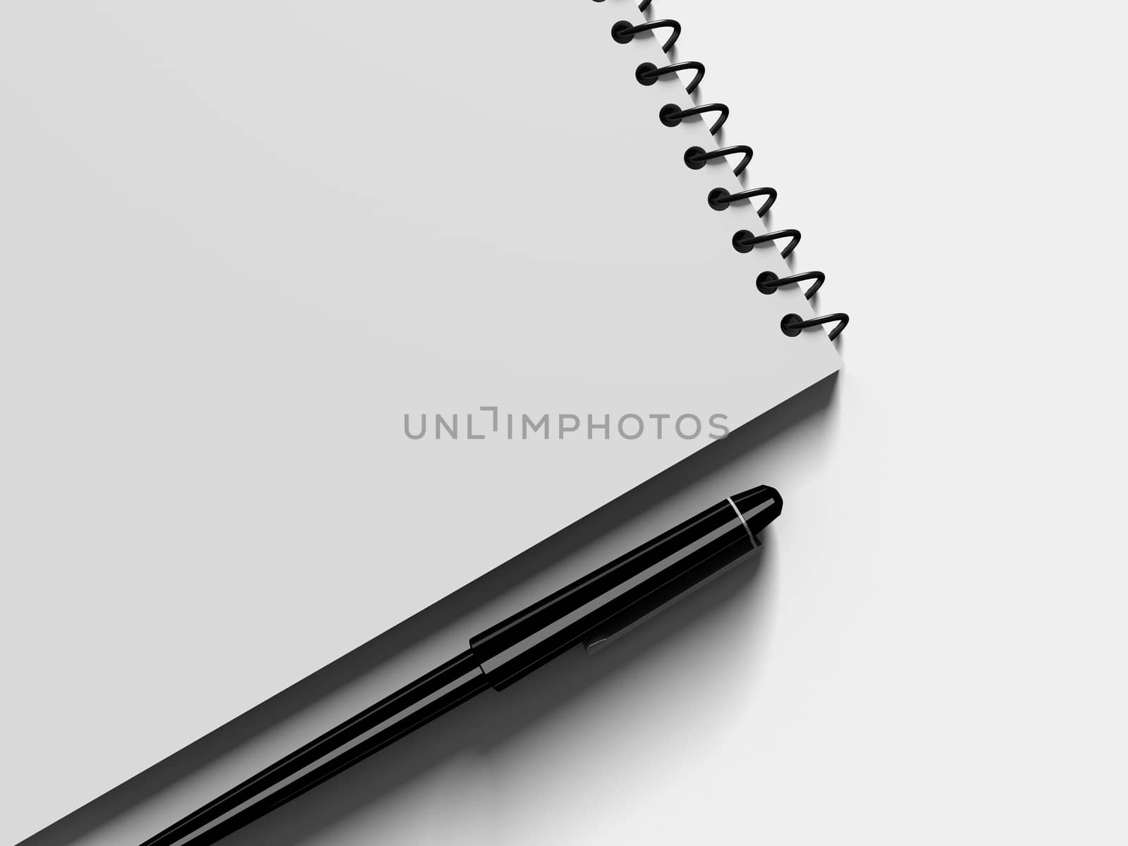 Blank note paper with pen. isolated on white, business object.