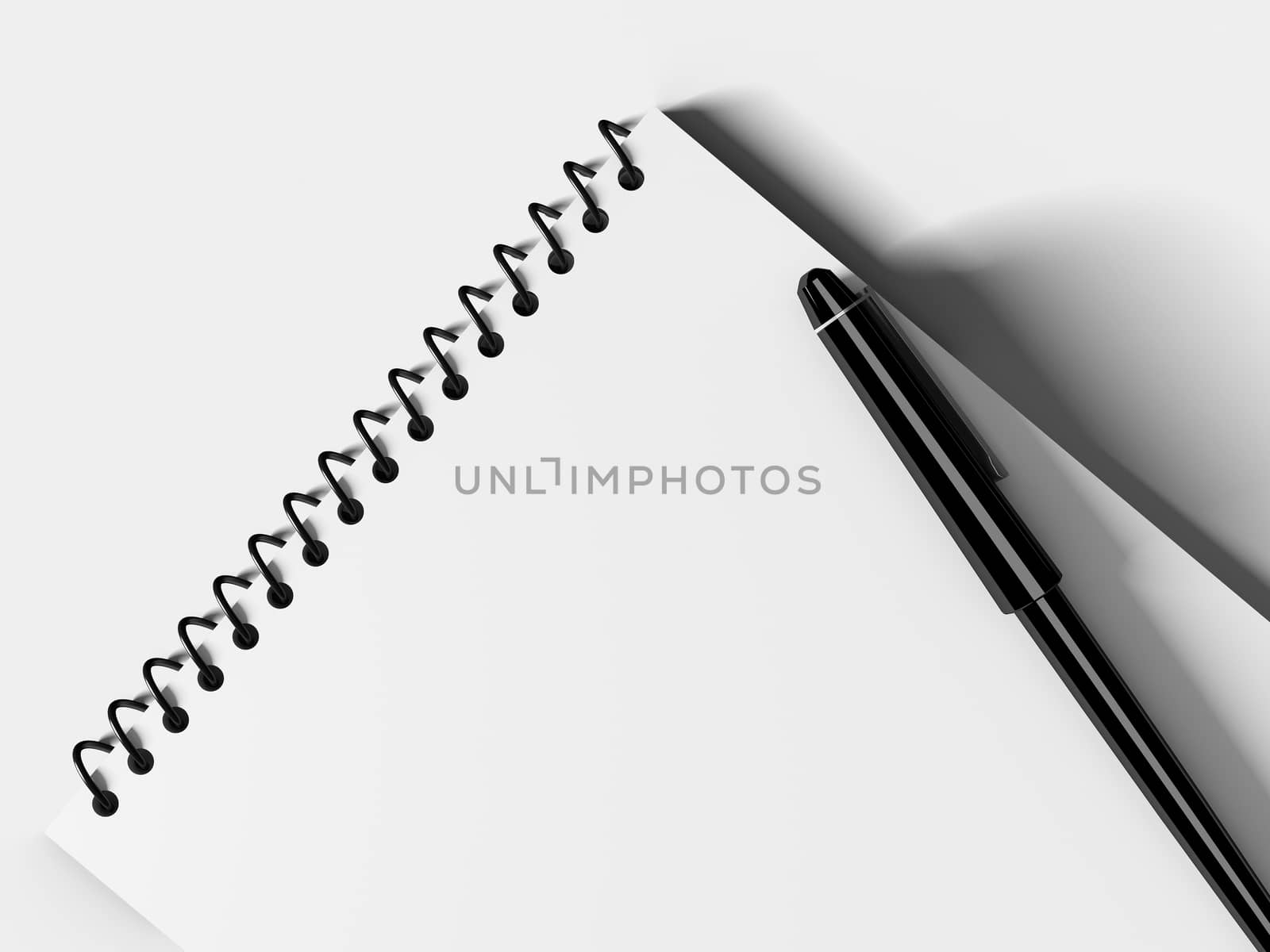 Blank note paper with pen. isolated on white. by teerawit