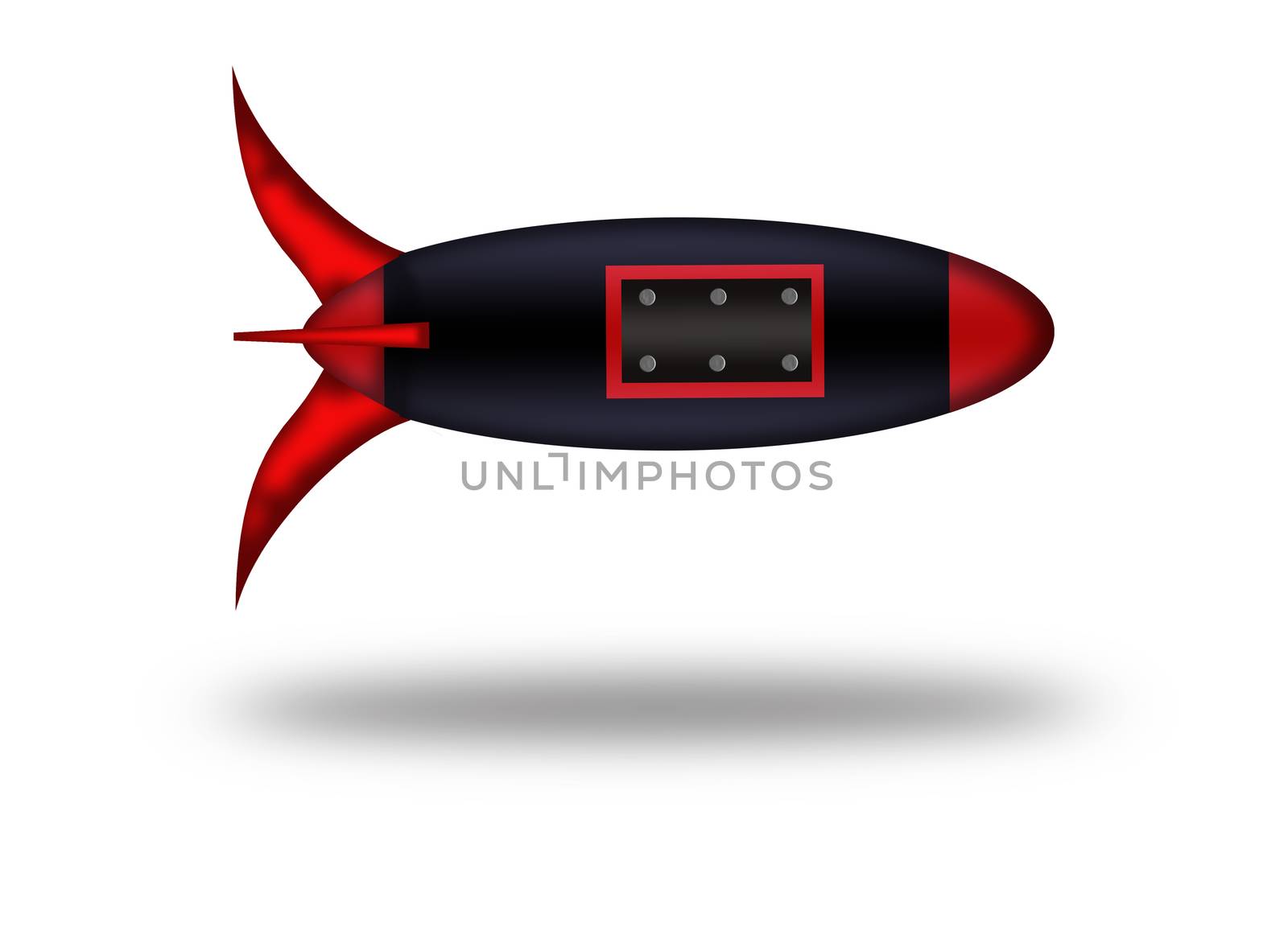 Black cartoon bomb isolated on white background.