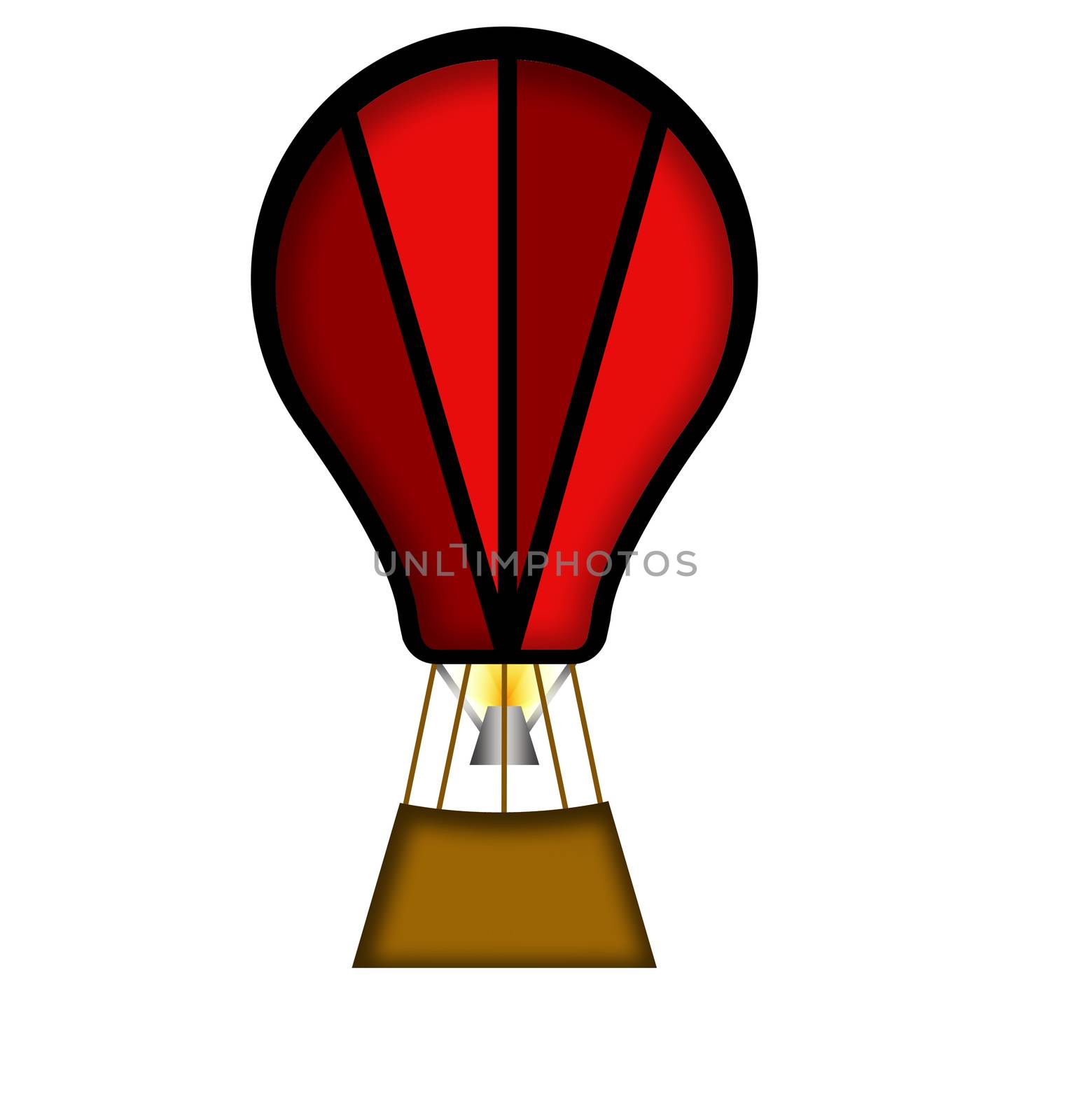 Cartoon hot air balloon over a white background.