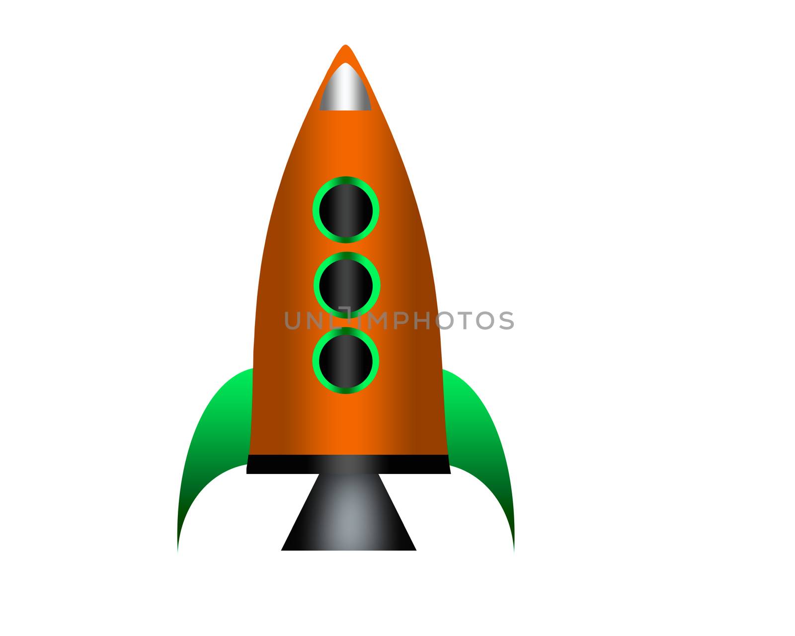 Cartoon rocket isolated on white background.