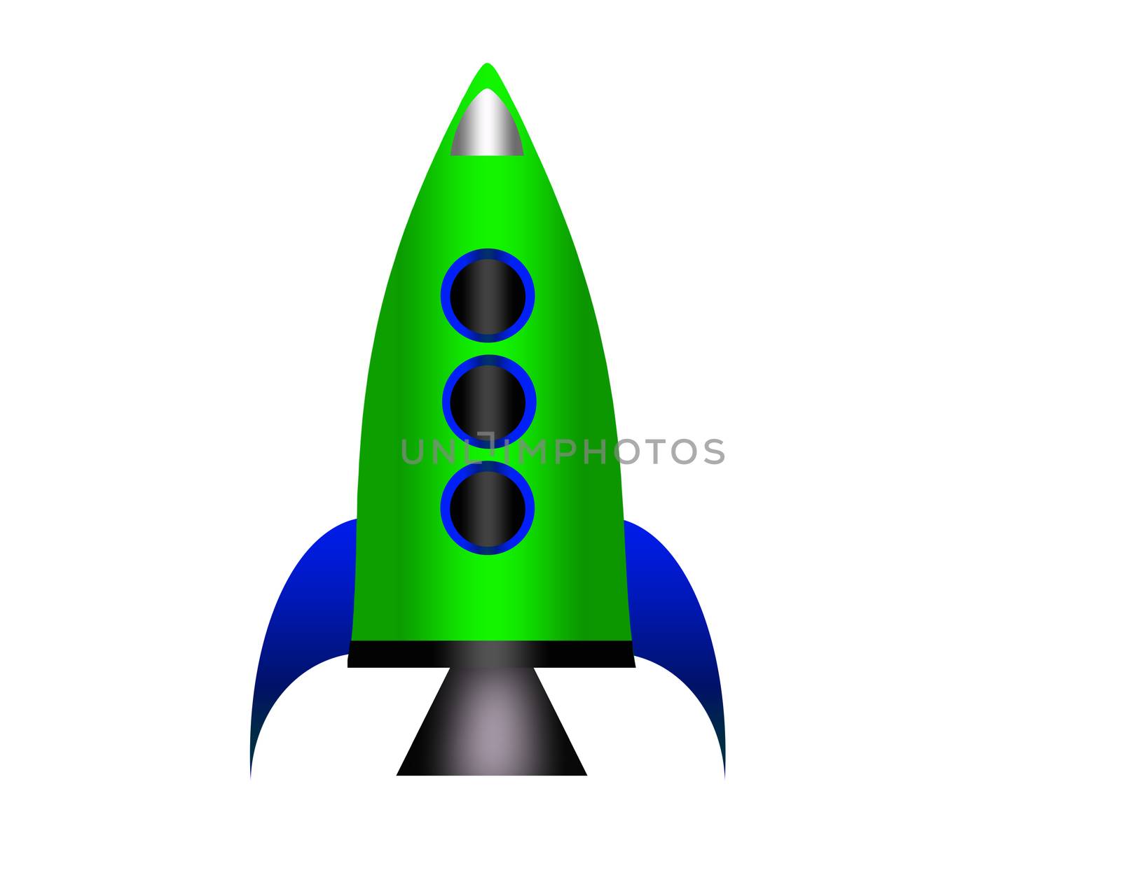 Cartoon rocket isolated on white background.
