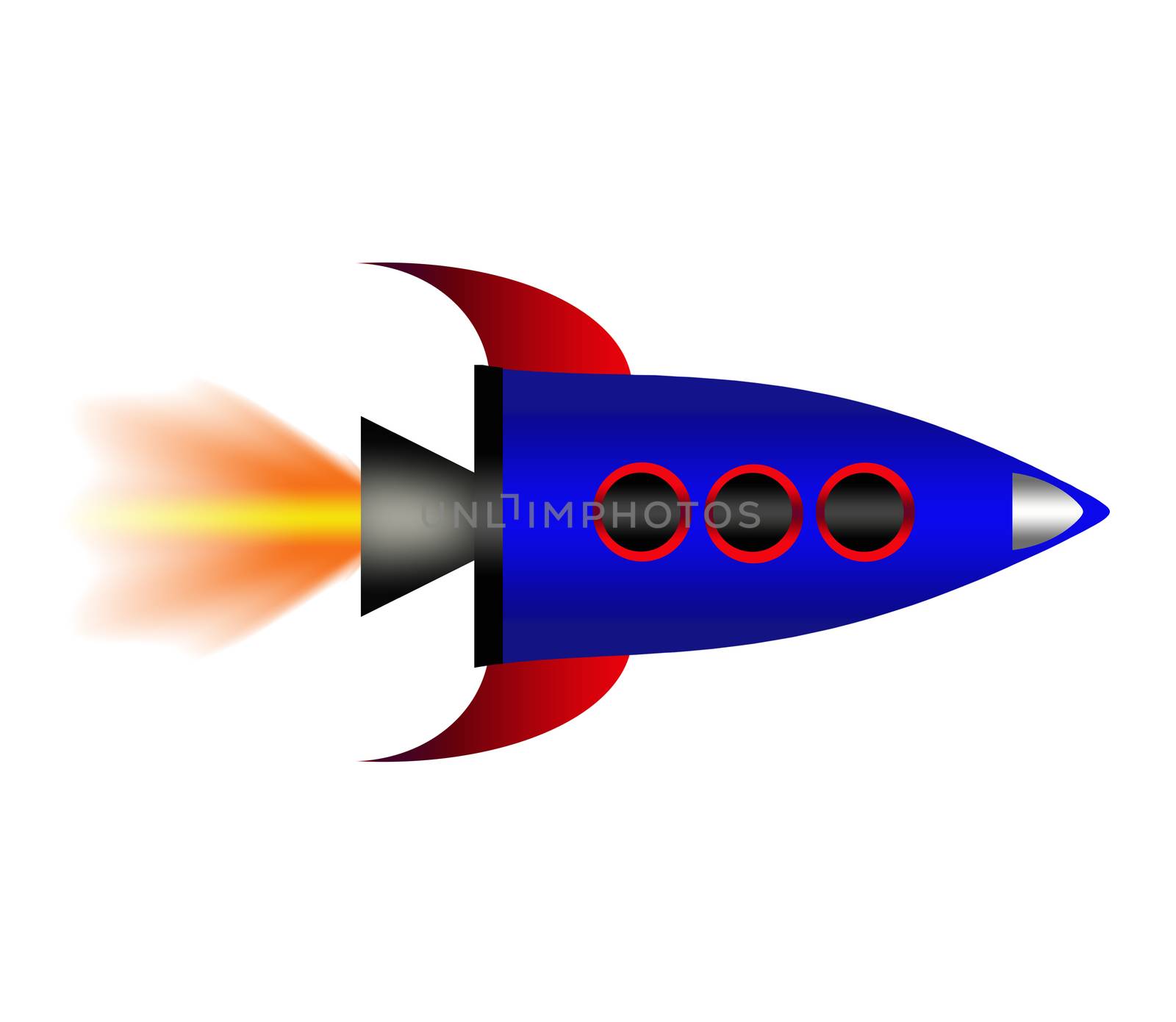 Cartoon rocket isolated on white background.