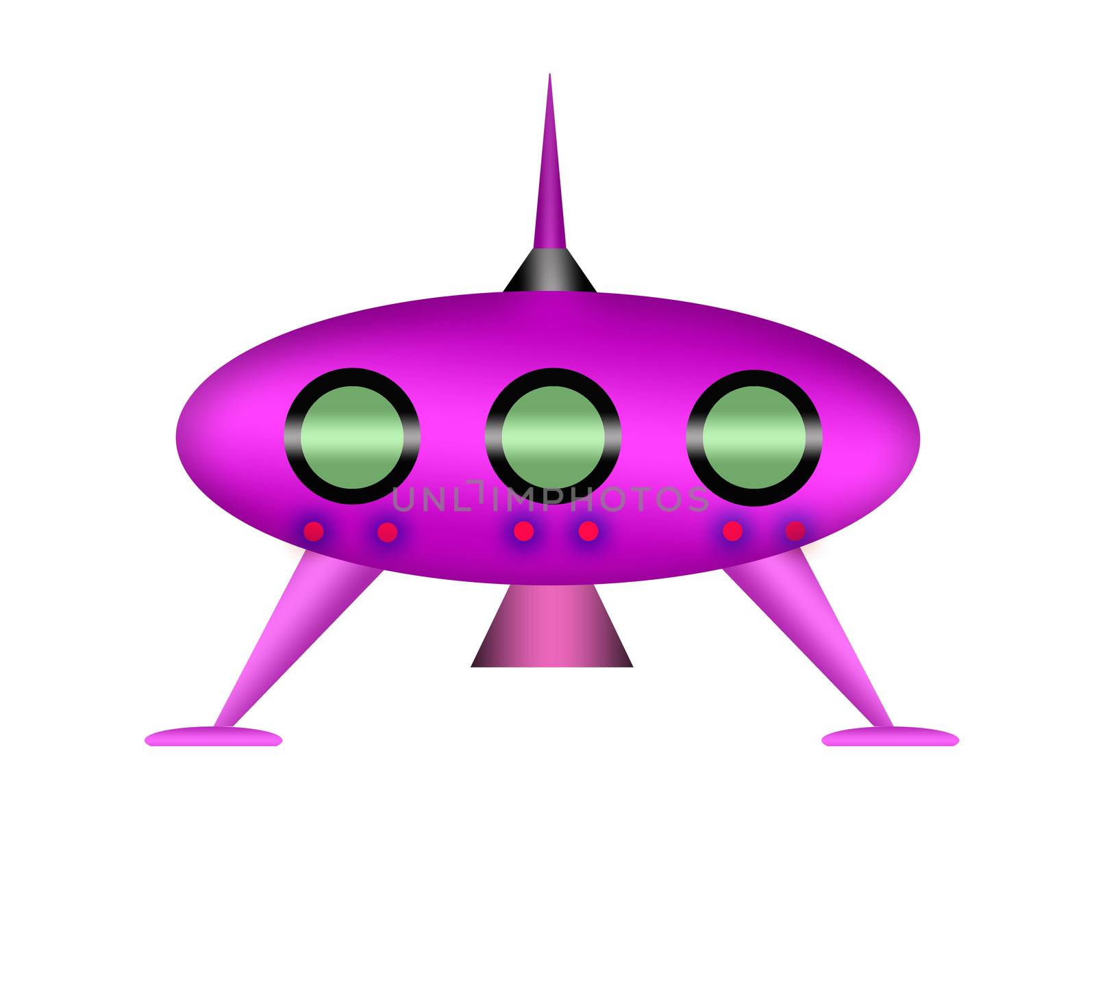 Cartoon UFO isolated on white background.