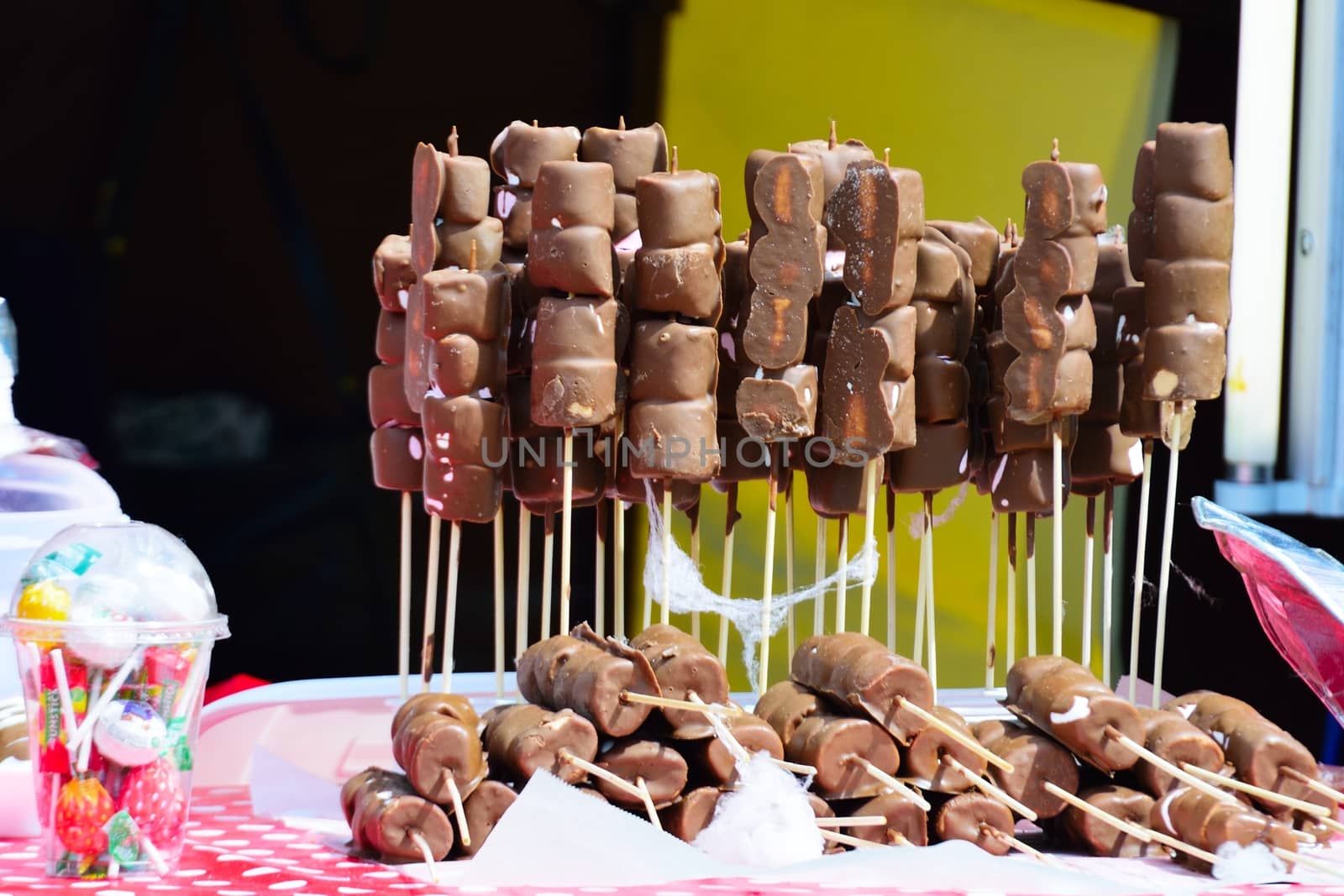 Chocolate pieces on stick by pauws99