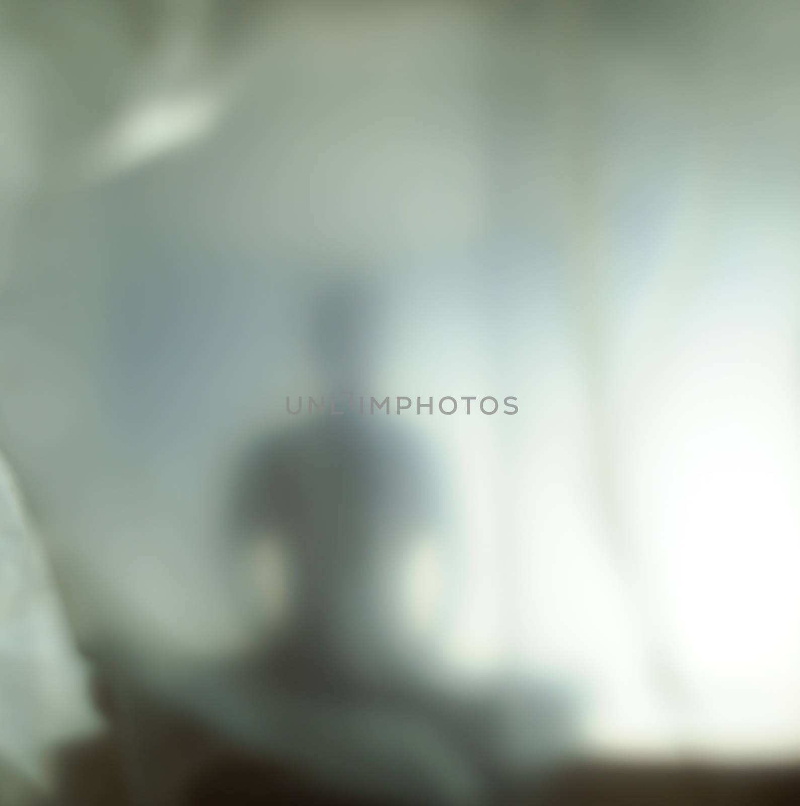 Blurred silhouette of human spirit against light