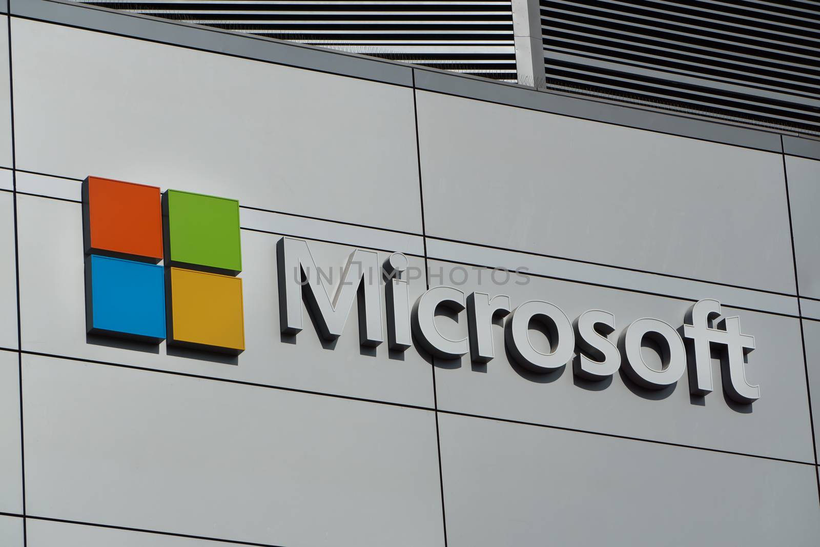 LOS ANGELES, CA/USA - December 6, 2015: Microsoft logo and emblem. Microsoft is a multinational corporation that develops, supports and sells computer software and services.