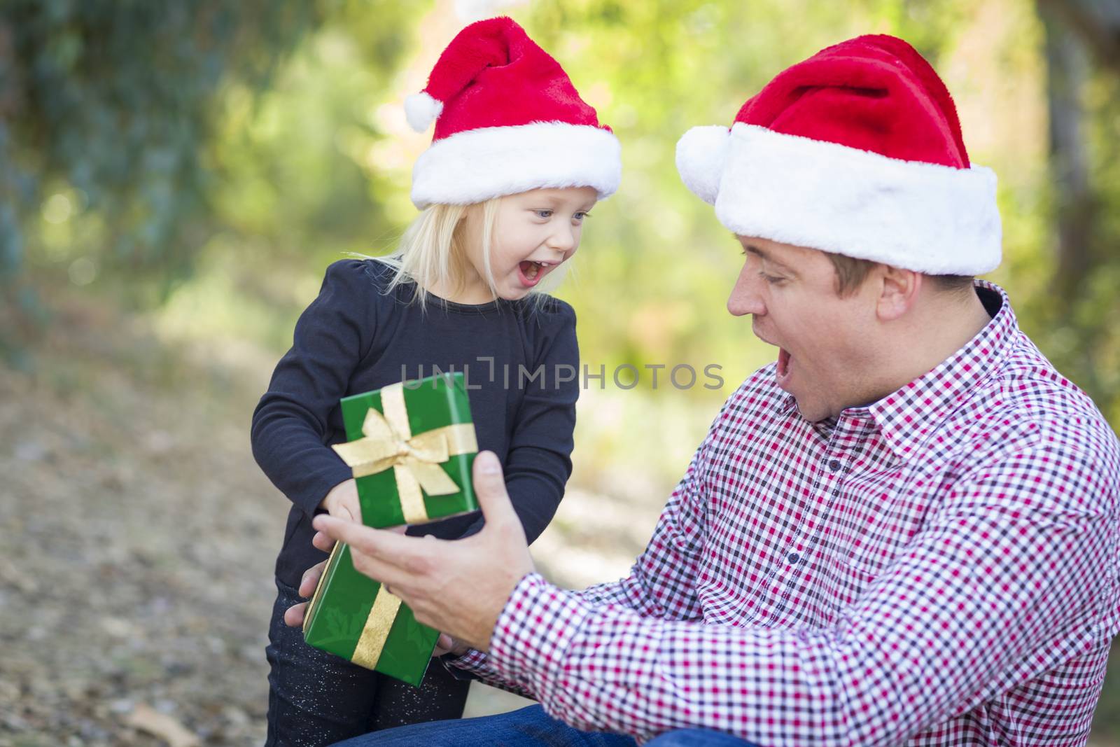 Father Giving Young Daughter Christmas Gift by Feverpitched