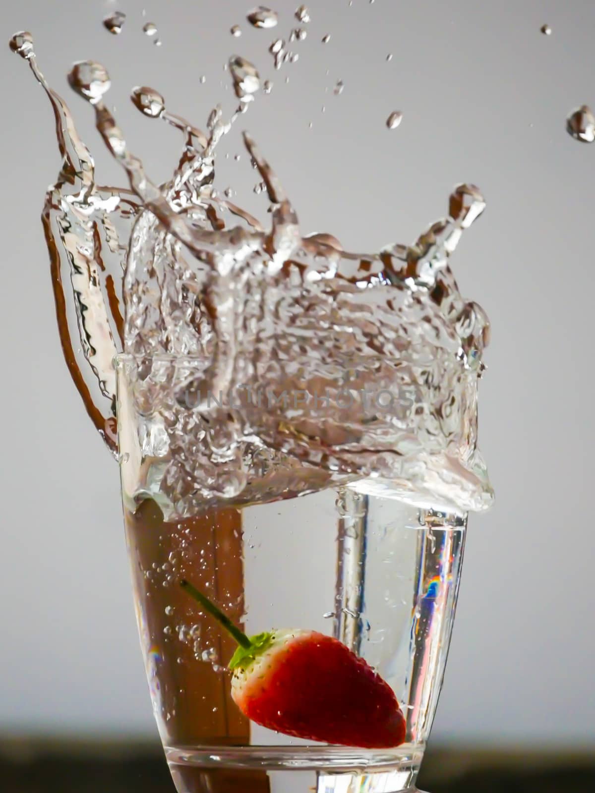 Strawberry Water splash in glass