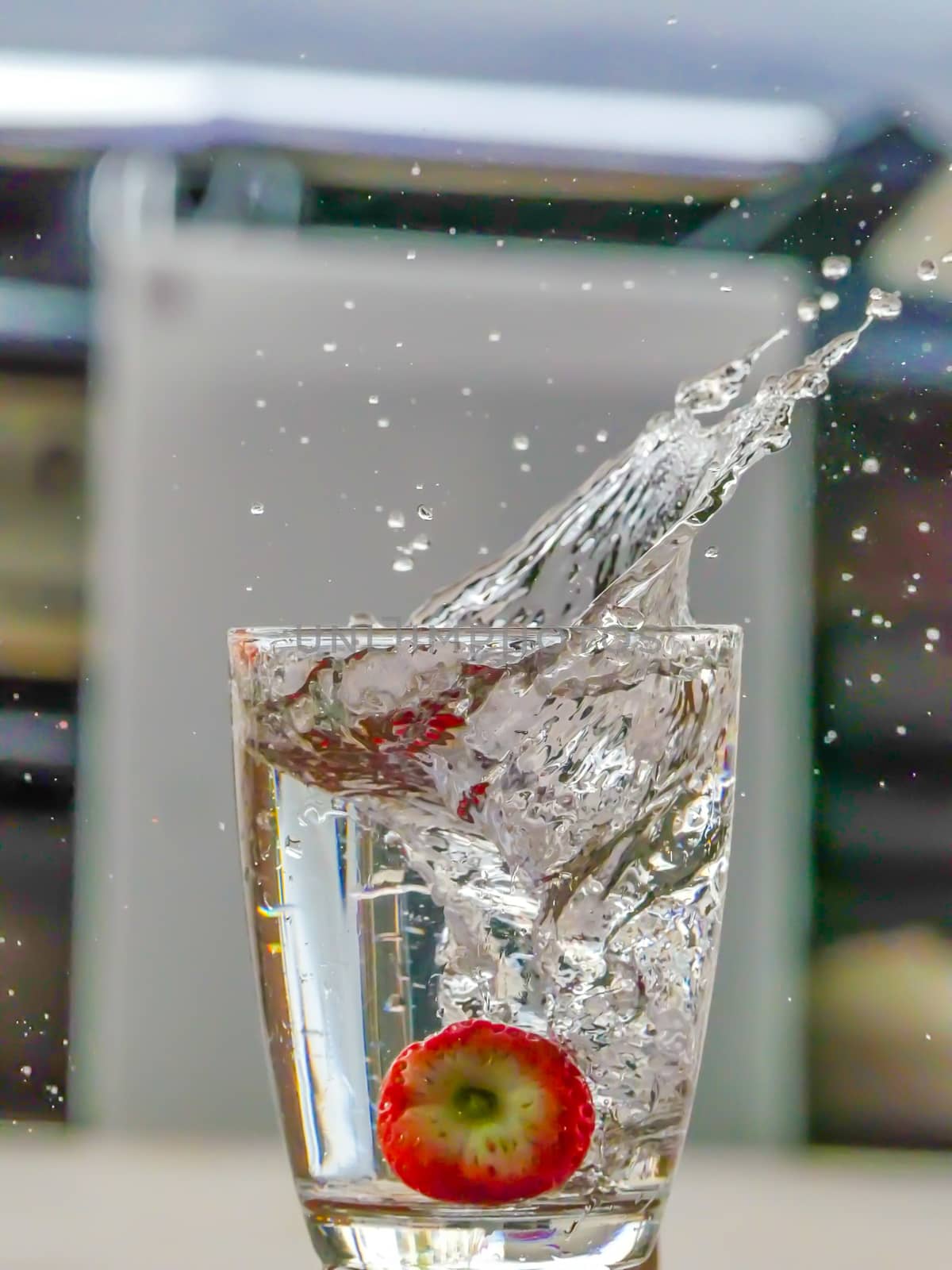 Strawberry Water splash in glass