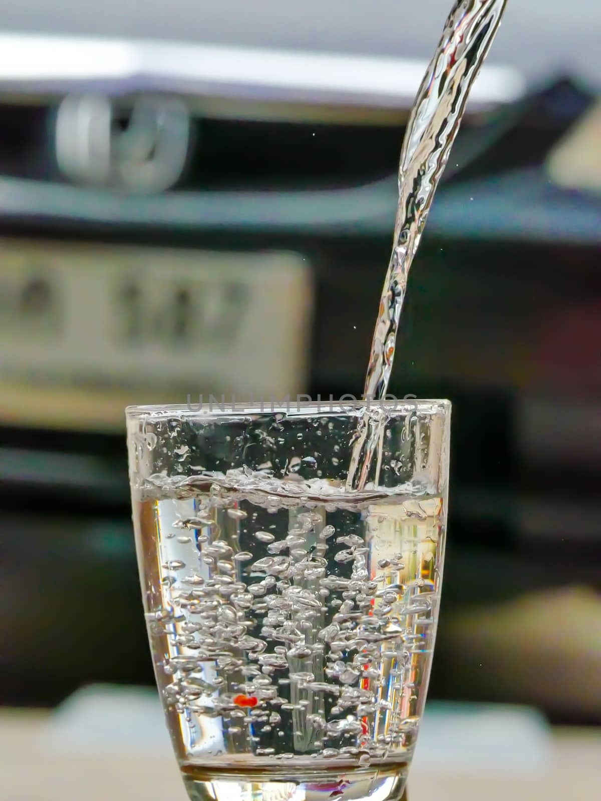 Strawberry Water splash in glass