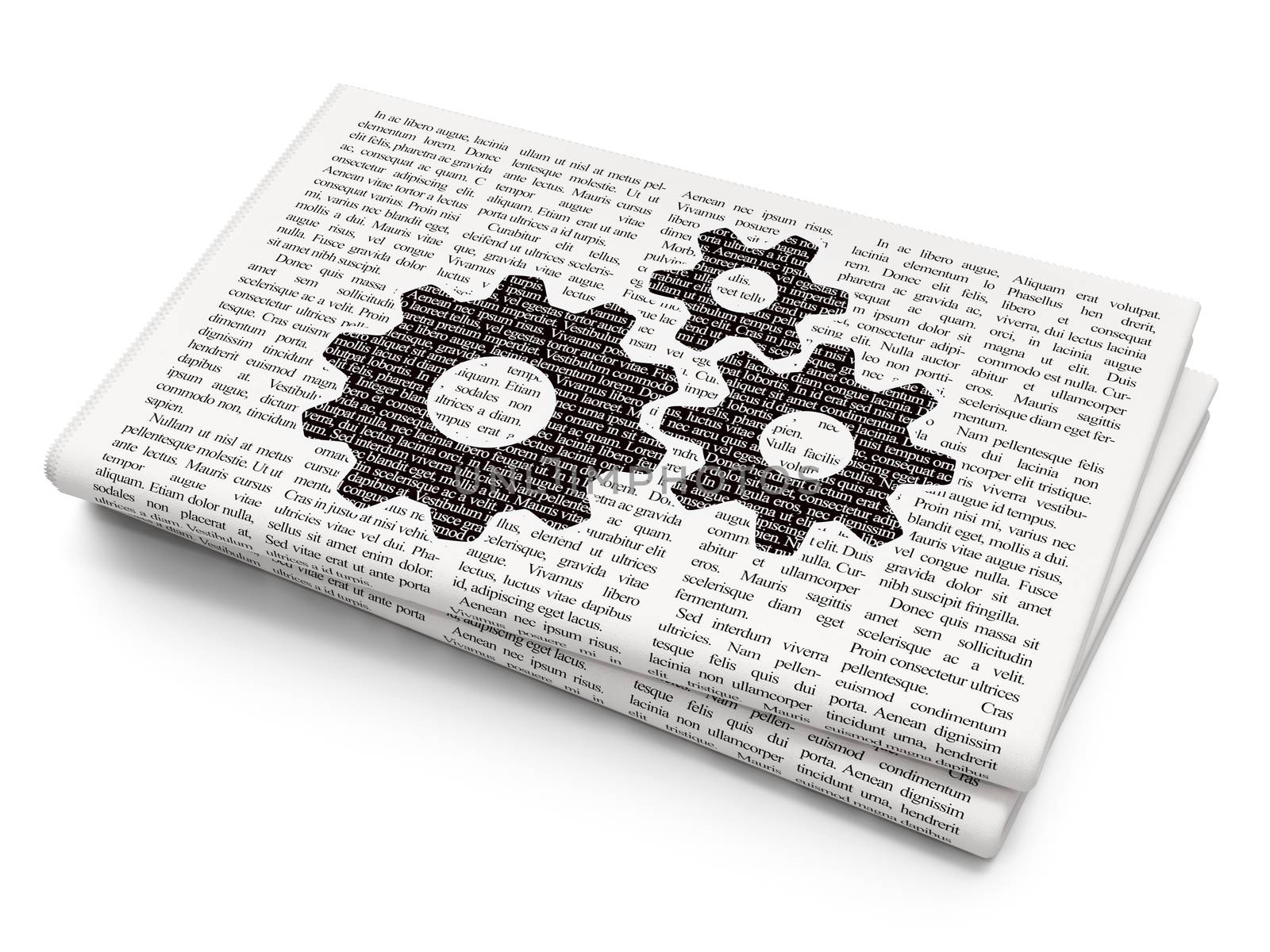 Web development concept: Gears on Newspaper background by maxkabakov