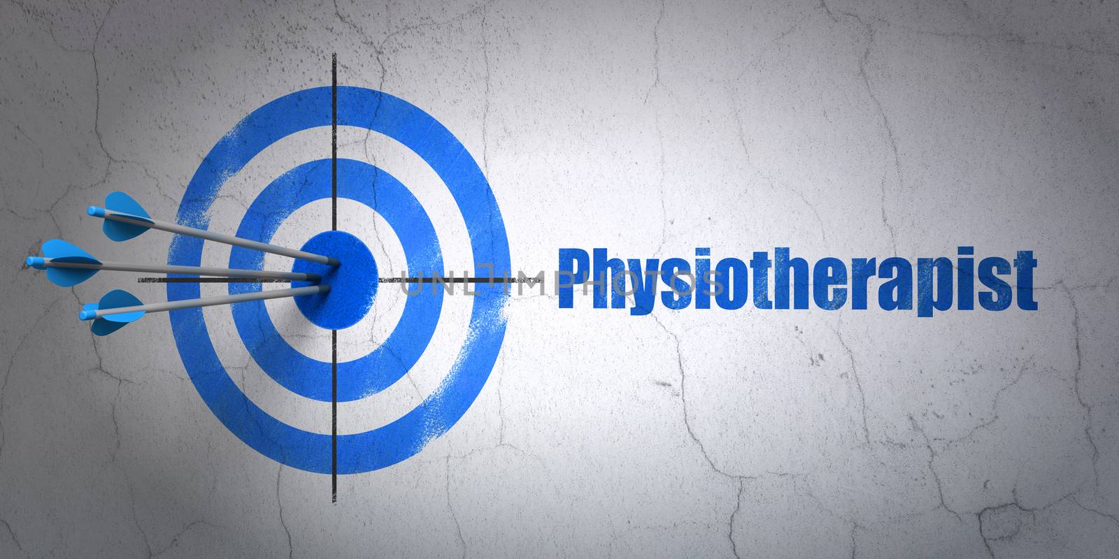 Health concept: target and Physiotherapist on wall background by maxkabakov