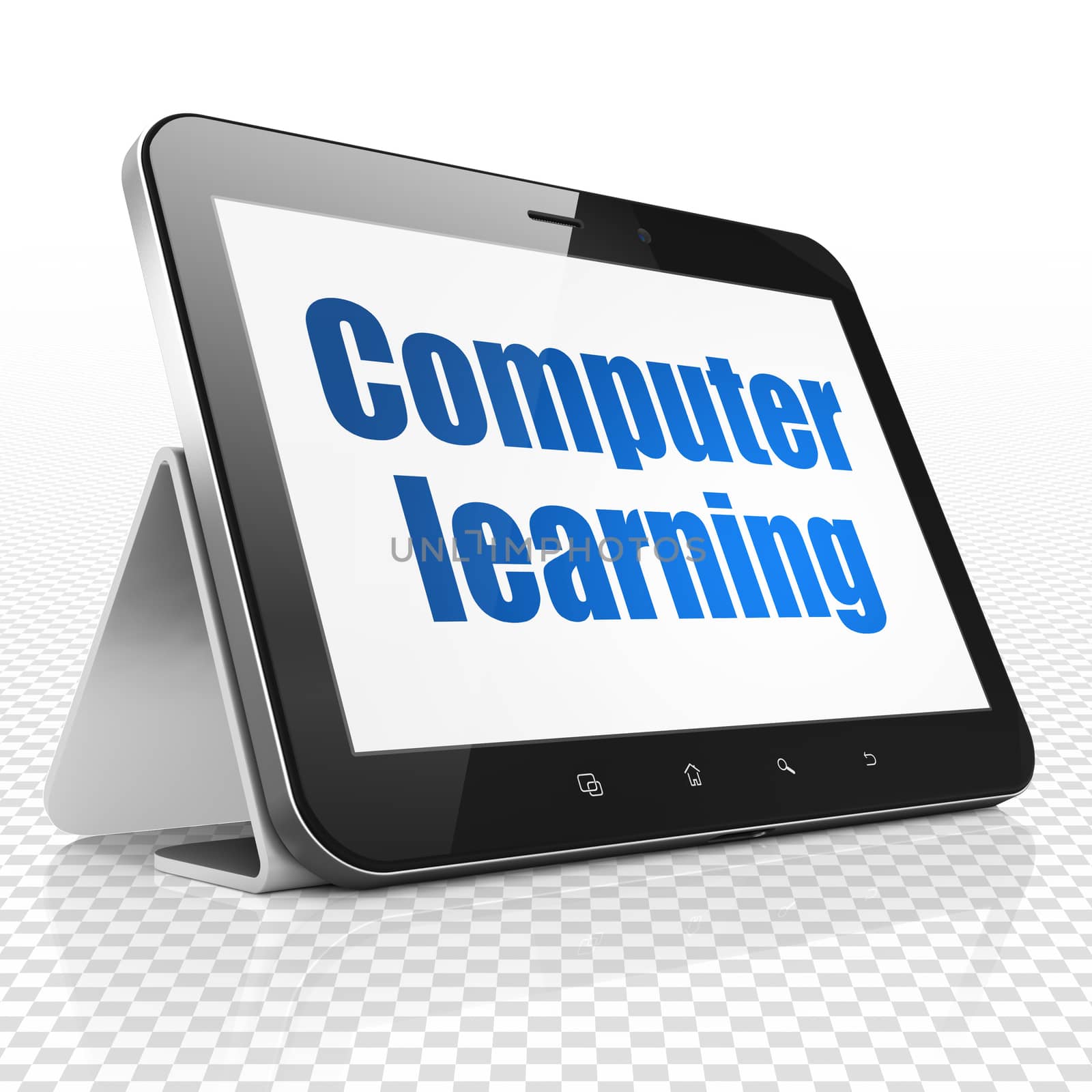 Learning concept: Tablet Computer with blue text Computer Learning on display