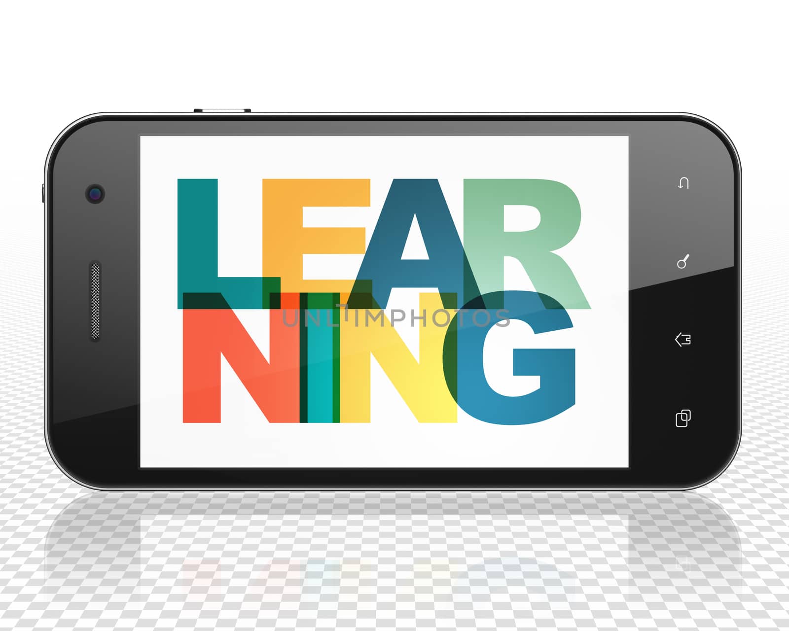 Studying concept: Smartphone with Learning on  display by maxkabakov
