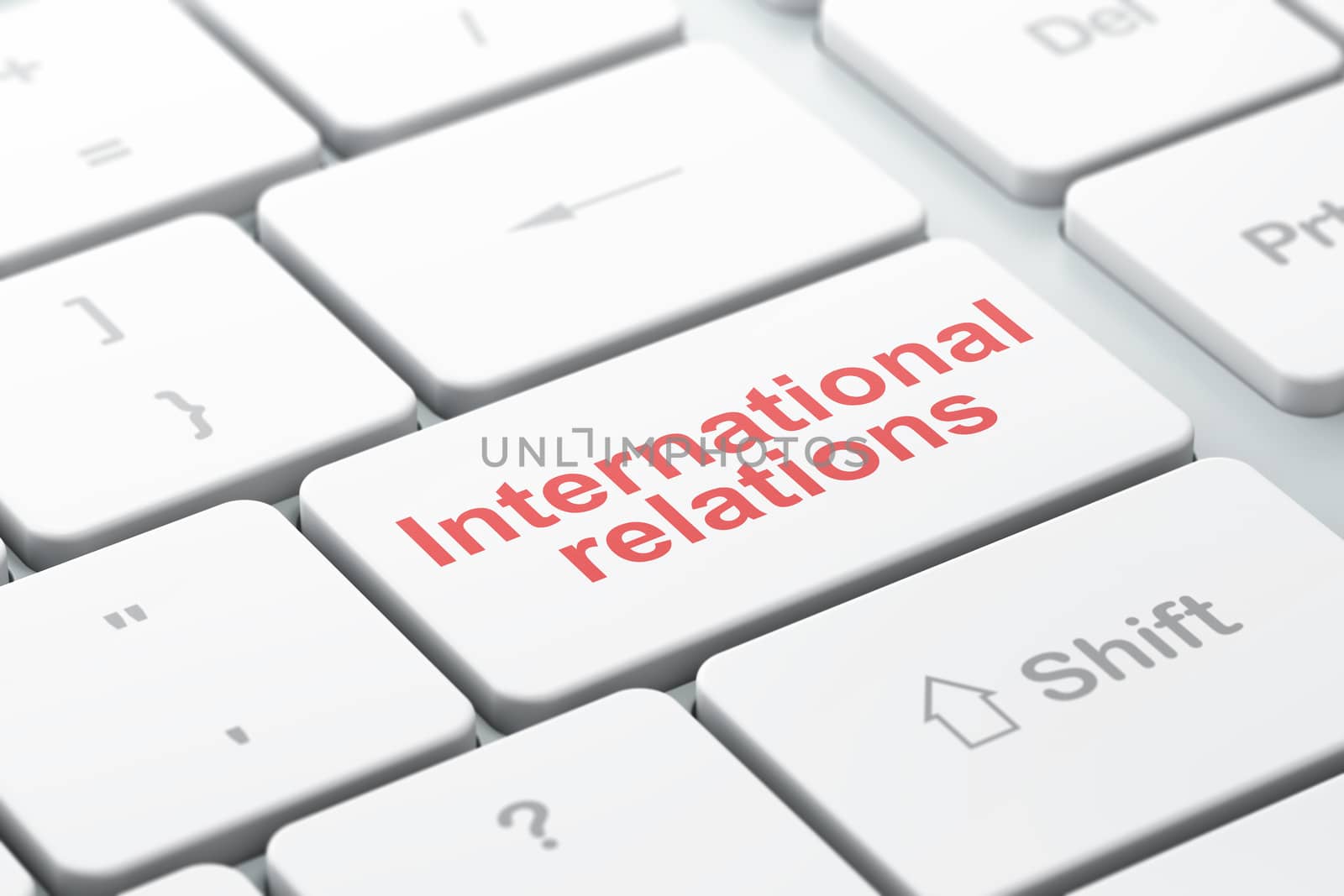 Political concept: International Relations on computer keyboard background by maxkabakov