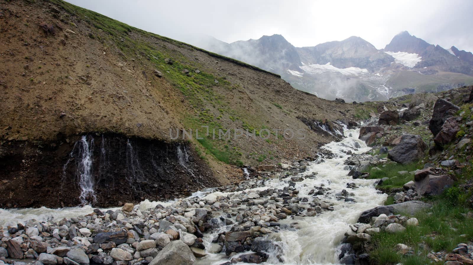 River at Greater Caucasus Mountain Range by danemo